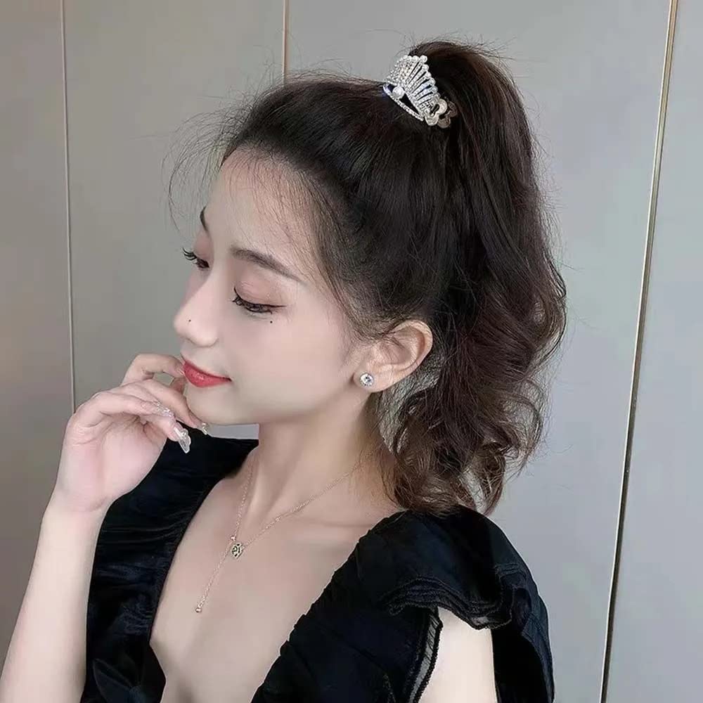 Sparkling Starvis Pearl Hair Clip with Rhinestones - Elegant Crown-Shaped Hair Accessory for Women & Girls - Perfect for Weddings, Parties, and Special Occasions