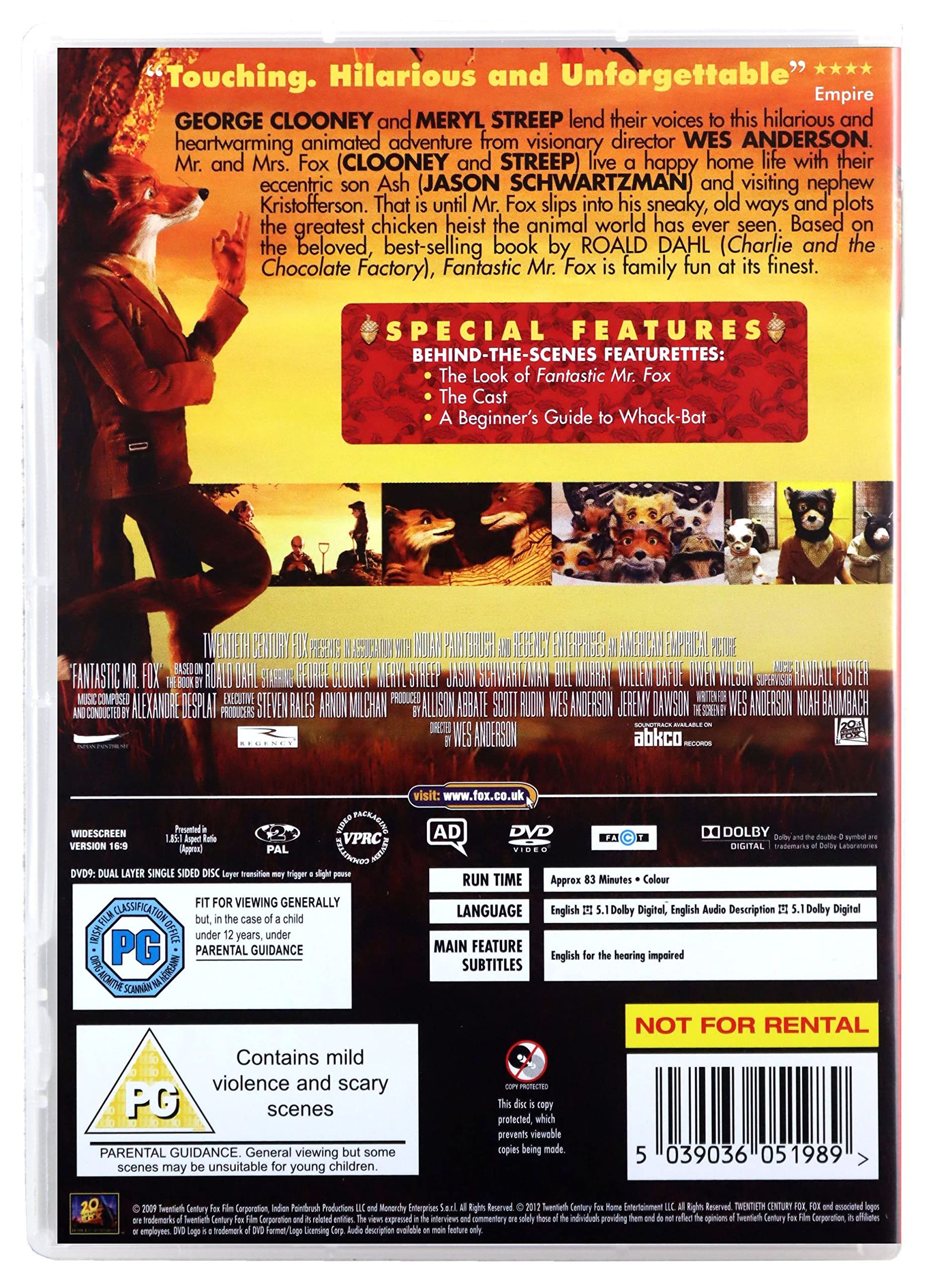 Fantastic Mr Fox DVD - Animated Family Movie, Adventure Comedy Film by Wes Anderson - Perfect for Kids Movie Night & Family Entertainment