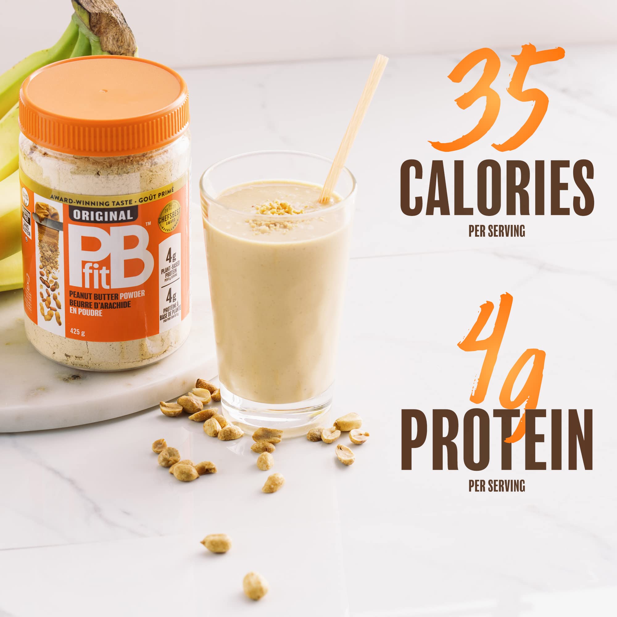 PBfit All-Natural Peanut Butter Powder | 100% Real Roasted Pressed Peanuts | Low Fat High Protein Powder (4g Protein per Serving) | 15oz (425g) | Perfect for Smoothies, Baking & Protein Shakes