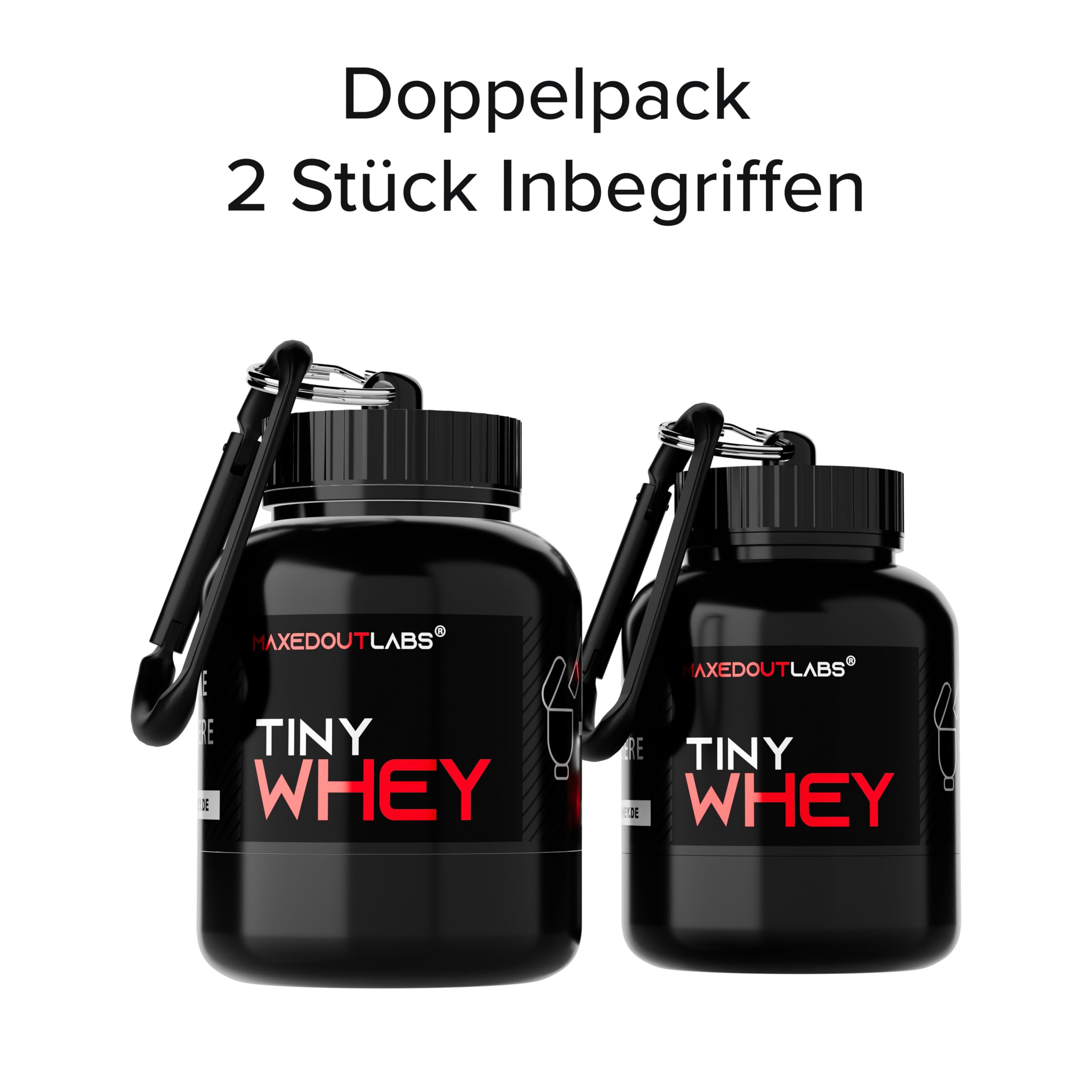 MaxedOutLabs TinyWhey | 2x Protein Powder Portion Scooper | Powder Storage Container | Fitness Gifts for Men | Protein Scoop Keychain | Gym Accessories | Workout Supplement Organizer - Perfect for Gym, Travel & Home Protein Storage