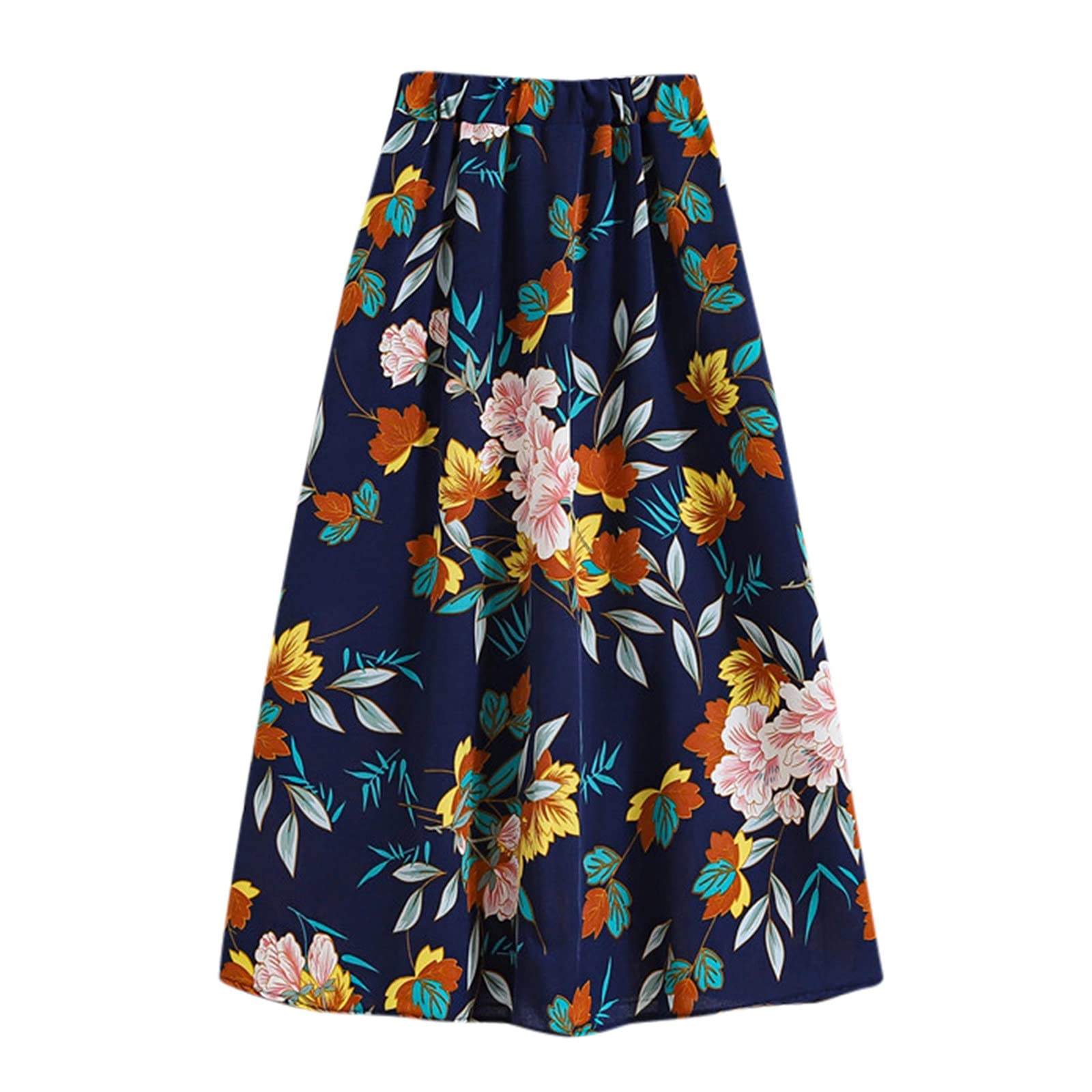 Floral Wrap Skirt for Women - A-Line High Waist Midi Skirt with Elastic Waistband, Perfect for Dance, Parties & Casual Wear
