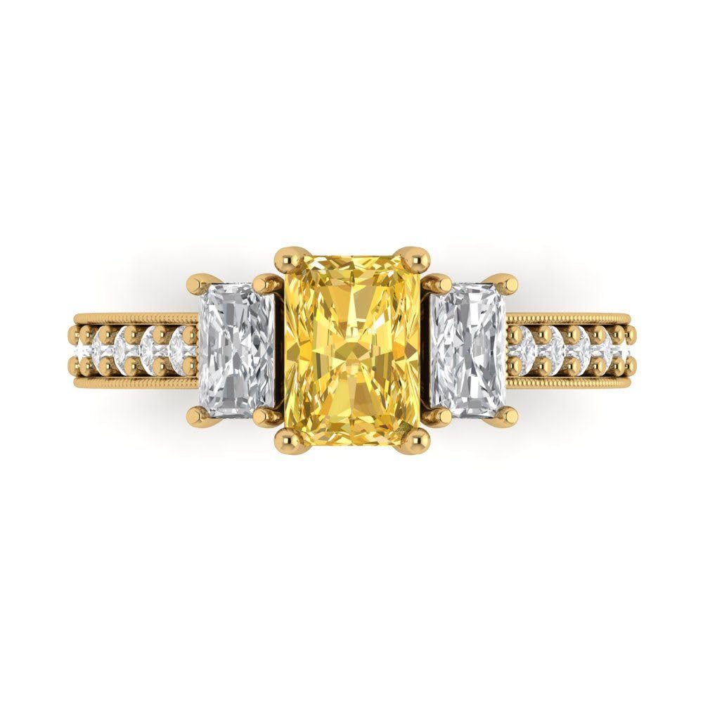 1.82ct Emerald Cut Simulated Diamond Ring - 14k Gold Bridal Jewelry for Anniversary & Engagement