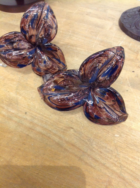 Set of 2 Handmade Art Glass Flowers - Elegant Home Decor for Table Centerpiece, Wedding Decorations & Gift Ideas