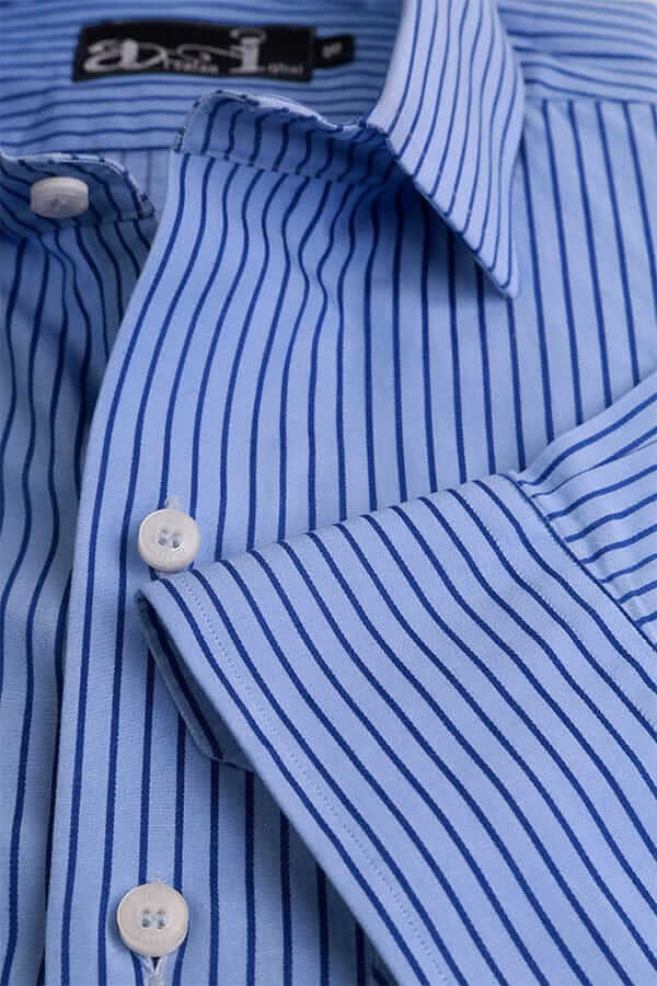 Blue Vertical Stripes Formal Shirt for Men | Slim Fit Business Dress Shirt | Perfect for Office, Interviews & Special Occasions