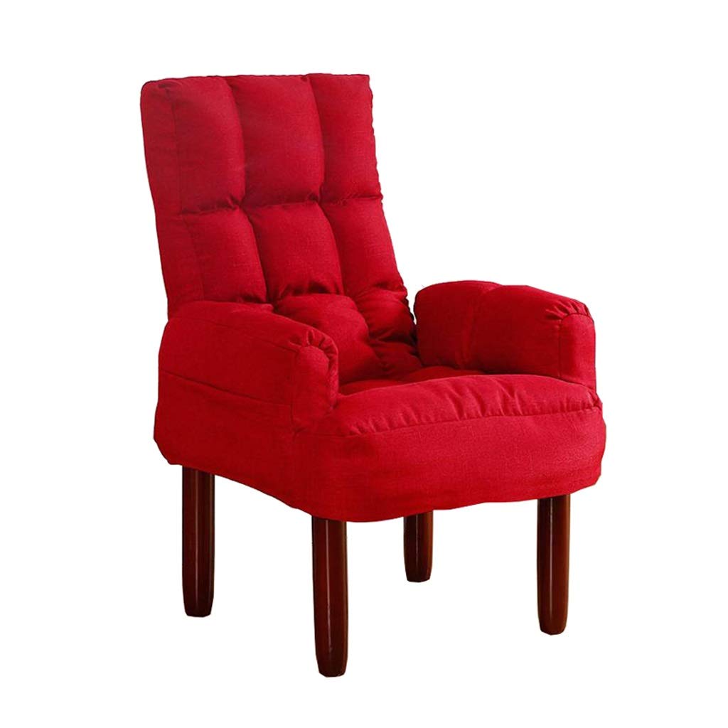 Red Reclining Deck Chair - Adjustable Backrest Armchair for Outdoor, Patio, Balcony, Living Room & Bedroom - Perfect for Relaxing, Reading & Lounging