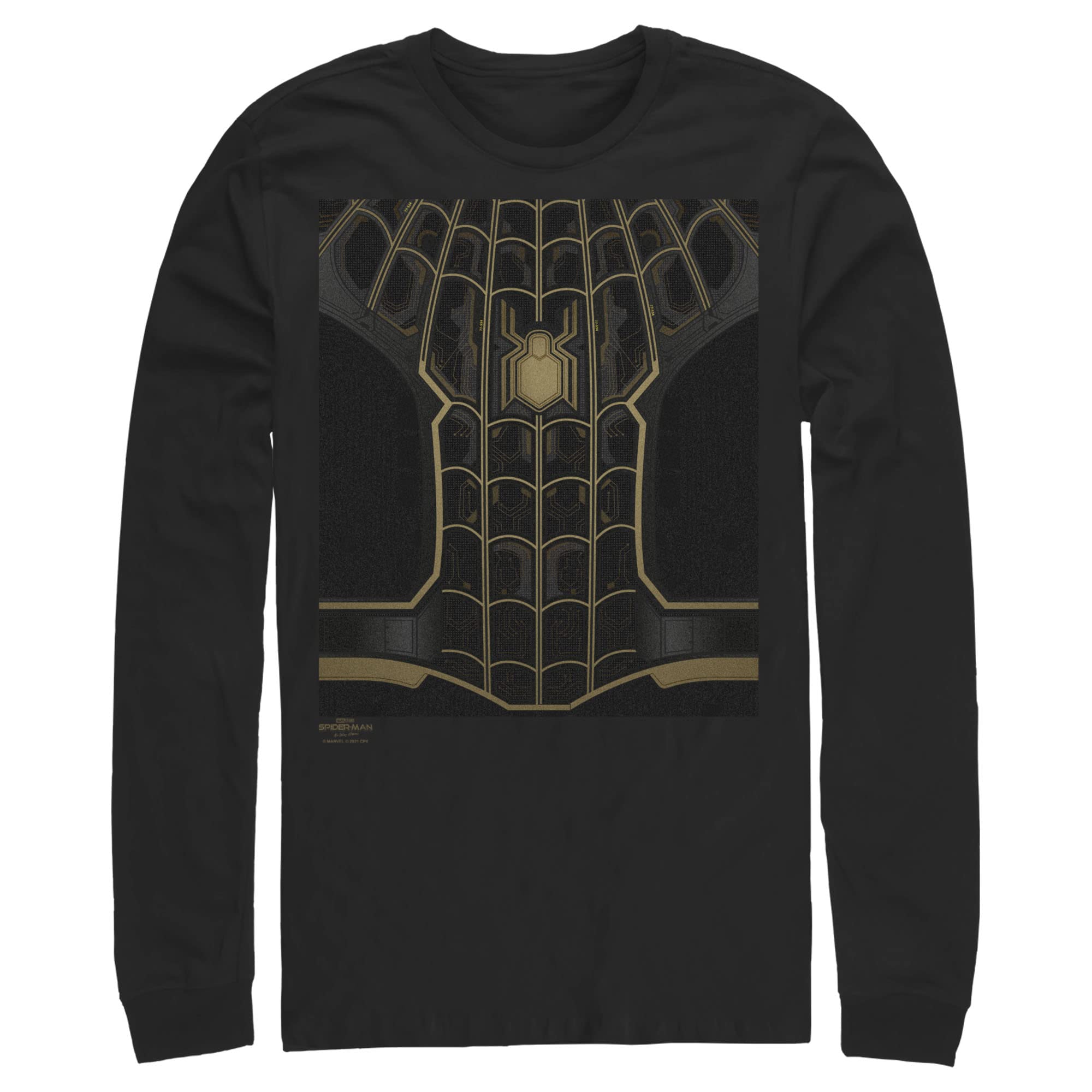 Men's Marvel Spider-Man: No Way Home Black Suit Long Sleeve T-Shirt | Official Licensed Superhero Costume Shirt for Cosplay, Halloween & Comic Con