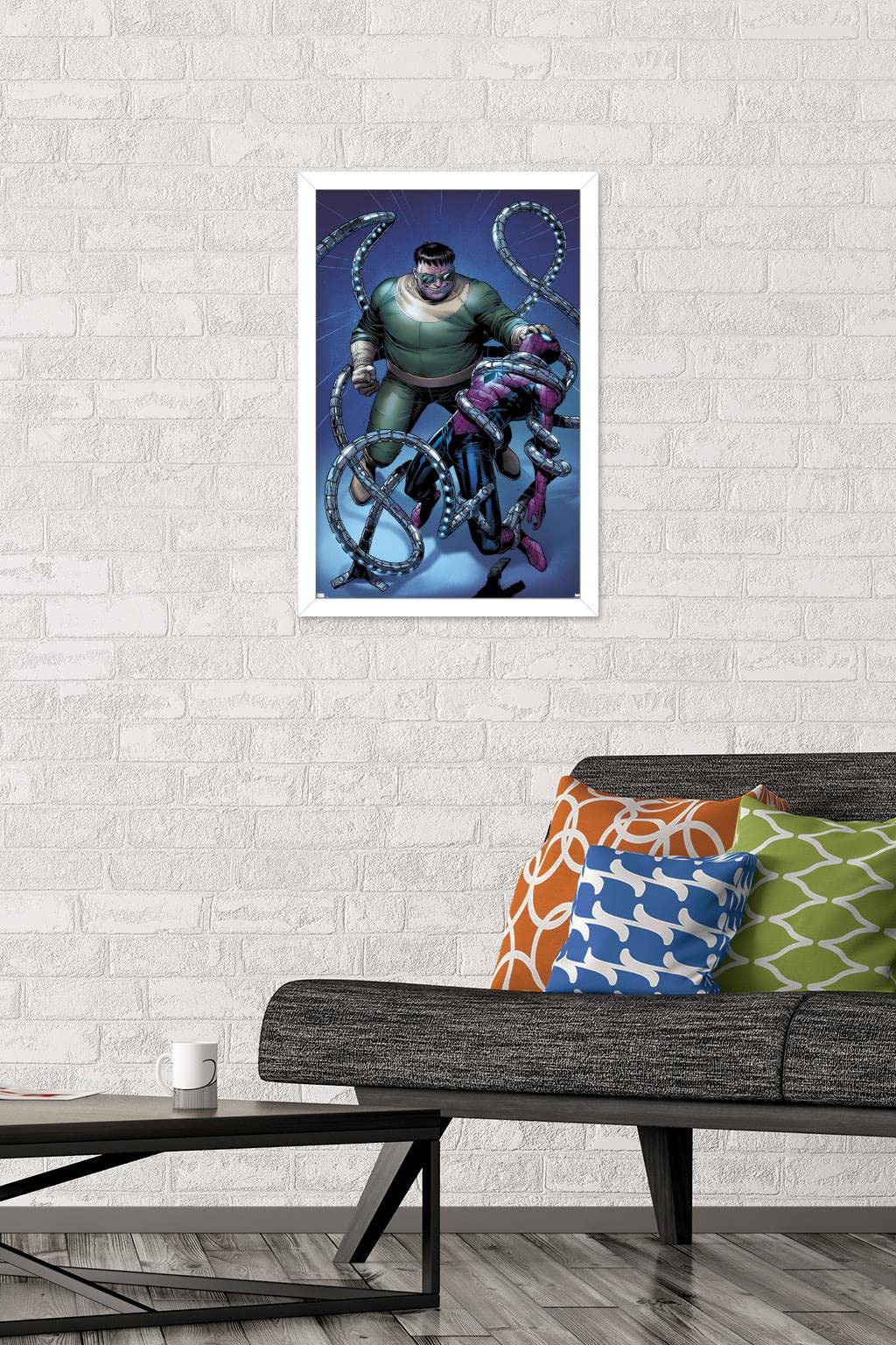 Marvel Comics Spider-Man vs Doctor Octopus The Clone Conspiracy #1 Wall Art Poster - 22.4 x 14.7 Inches White Framed Decor for Comic Book Fans, Home Theater, Game Room & Office Display