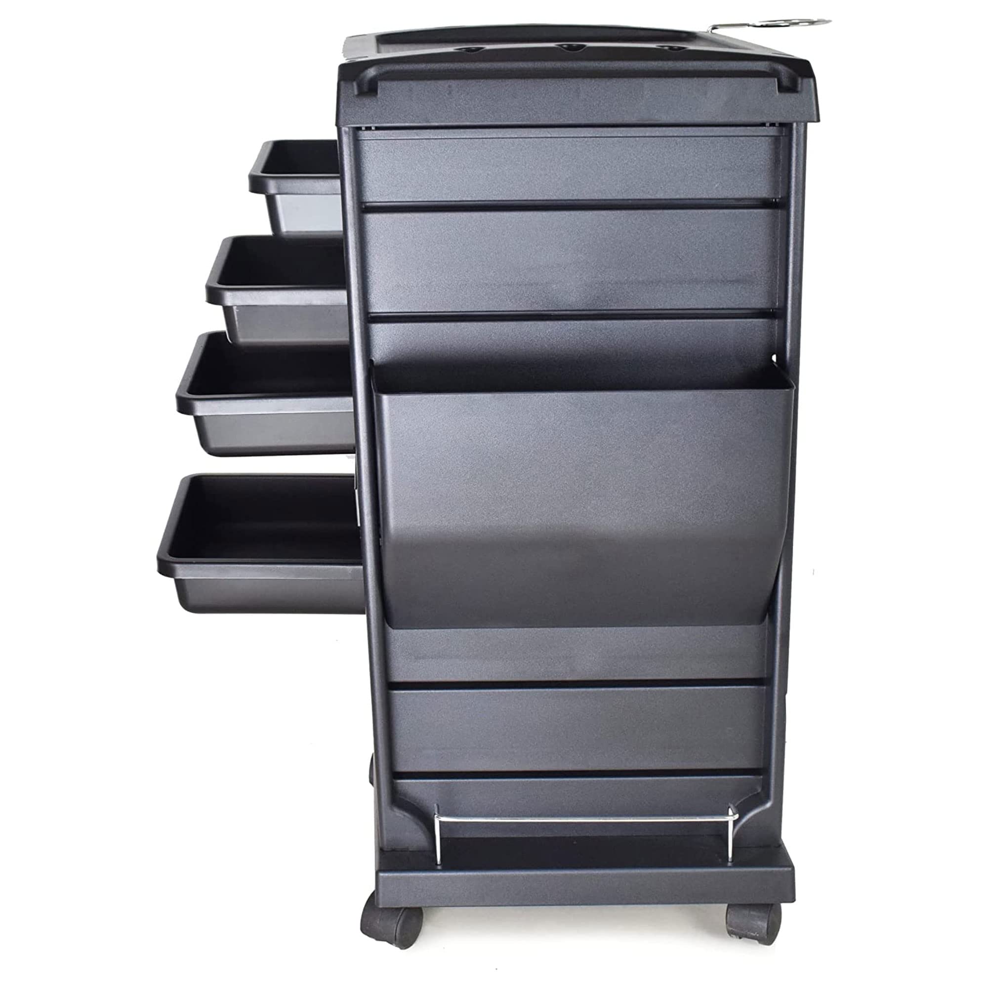 PureSana Professional Salon Trolley with 4 Drawers - Rolling Beauty Cart for Hair Styling, Nail Polish & Cosmetology Supplies - Chromium® 100A Black - Perfect for Salon Stations, Home Beauty Rooms & Mobile Stylists