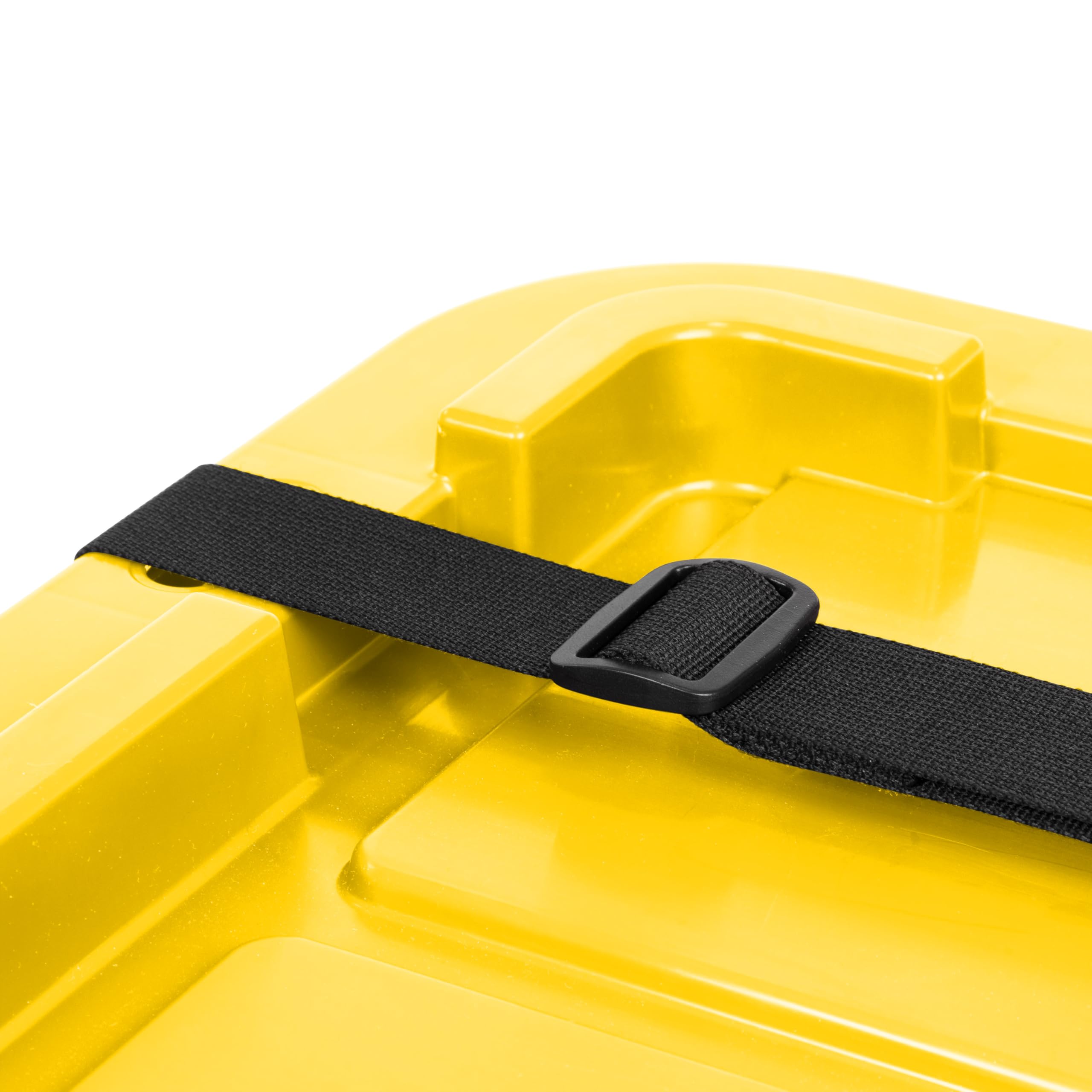 IRIS USA 27 Gallon Heavy Duty Truck Bed Toolbox Storage Tote Bins with Lids, 4 Pack - Made in USA, Durable Snap-On Lids, Stackable Industrial Tubs for Garage Organization, Workshop & Warehouse Storage - Black/Yellow