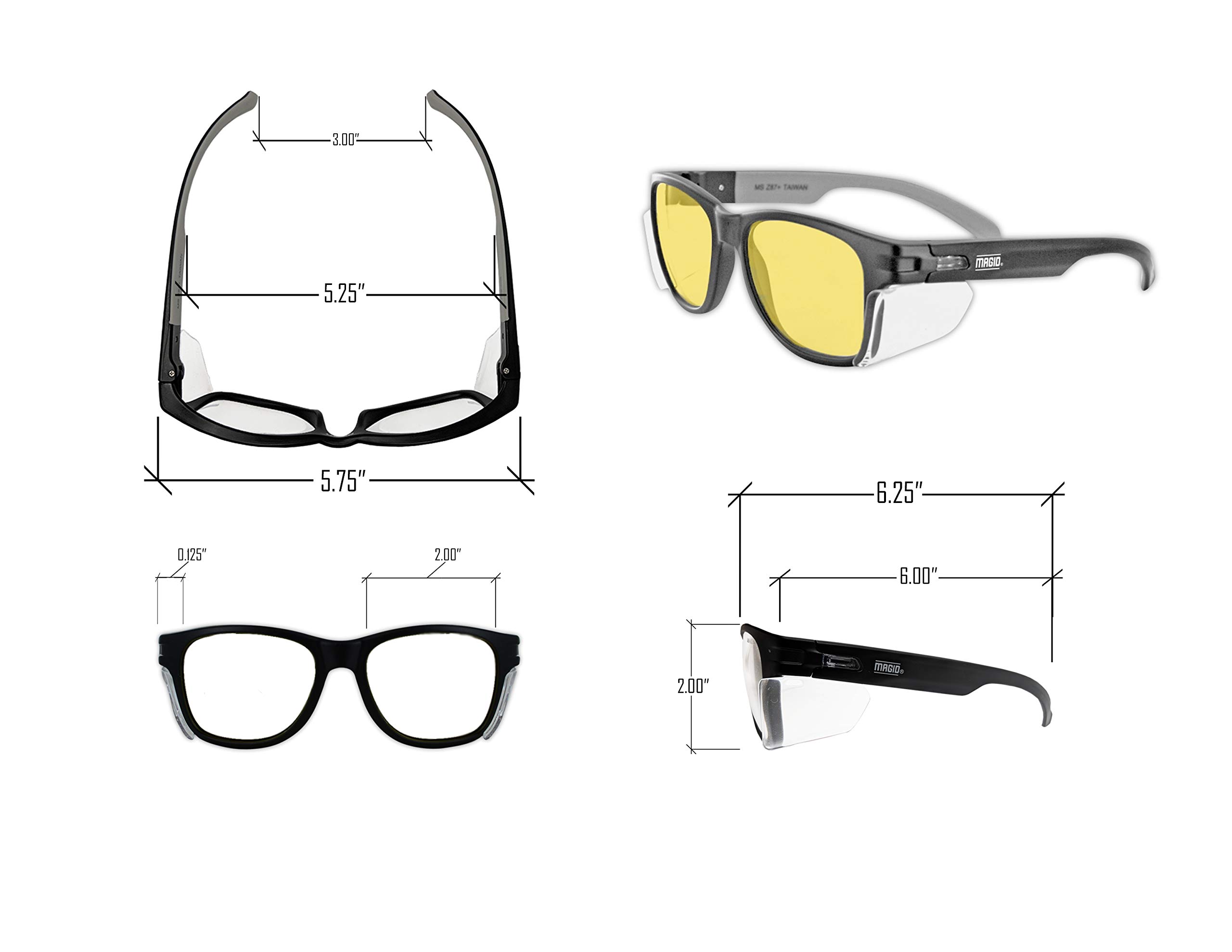 MAGID Gemstone Y50 Anti-Fog Safety Glasses with Side Shields - ANSI Z87.1 Certified Protective Eyewear for Construction, Woodworking & DIY Projects