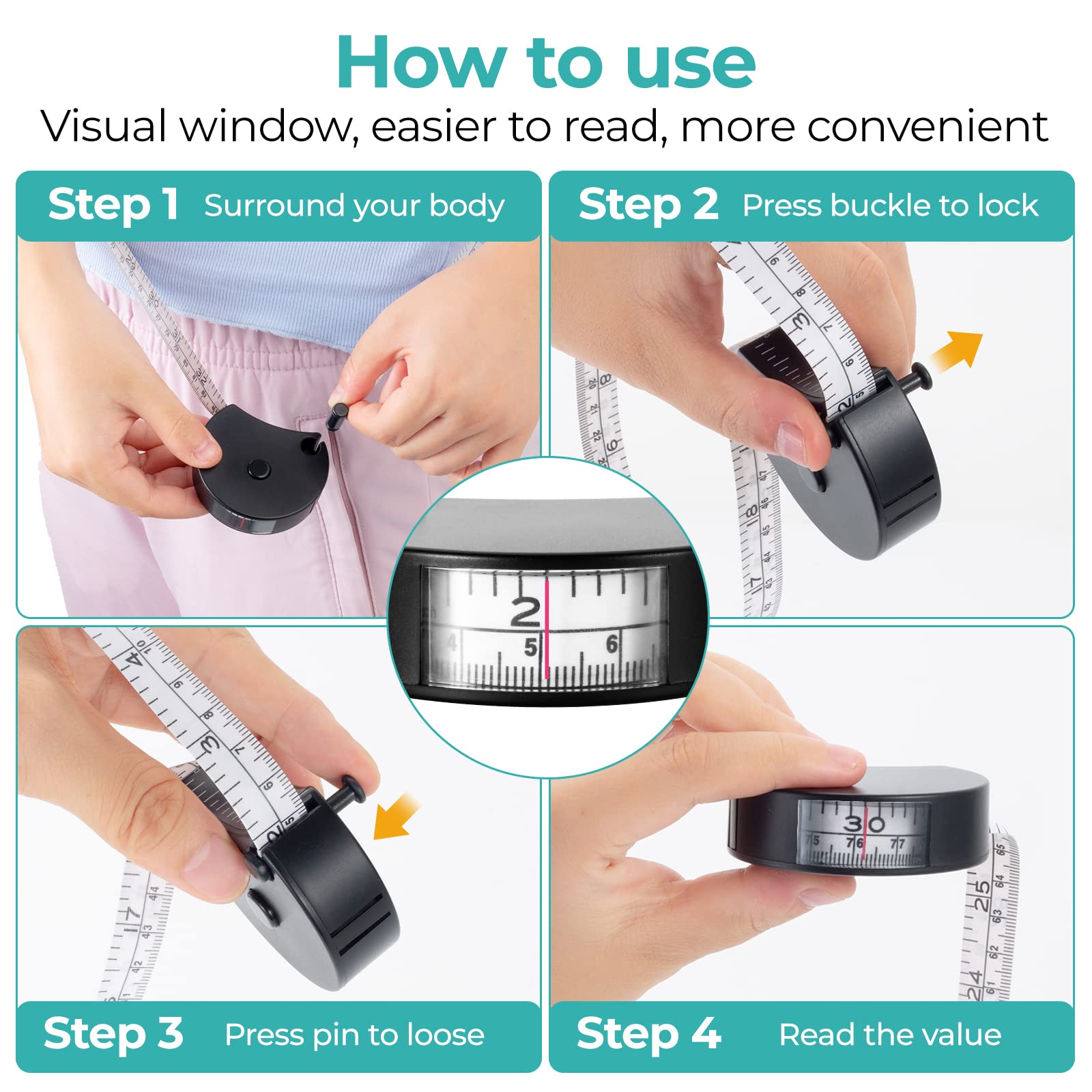 Retractable Body Tape Measure for Weight Loss, Fitness & Bodybuilding - 60 Inch/150cm Soft Sewing Measuring Tape with Lock Pin - Perfect for Tailors, DIY & Body Measurements (3-Pack) - Ideal for Tracking Progress, Sewing Projects & Health Monitoring