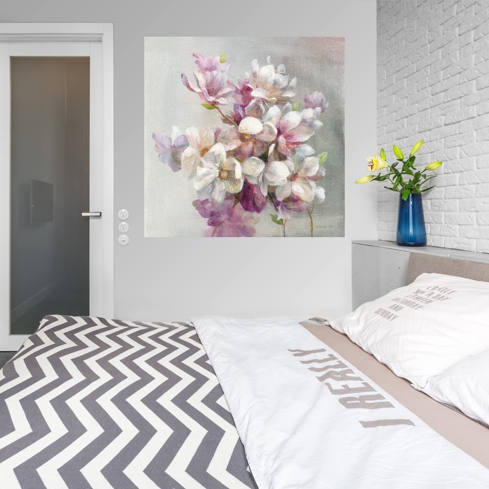 Botanical Wall Art Canvas - Sweet Magnolia Floral Painting by Danhui Nai | 22x22 Inch Bathroom & Bedroom Decor | Nature-Inspired Home Decor for Living Room, Office & Spa