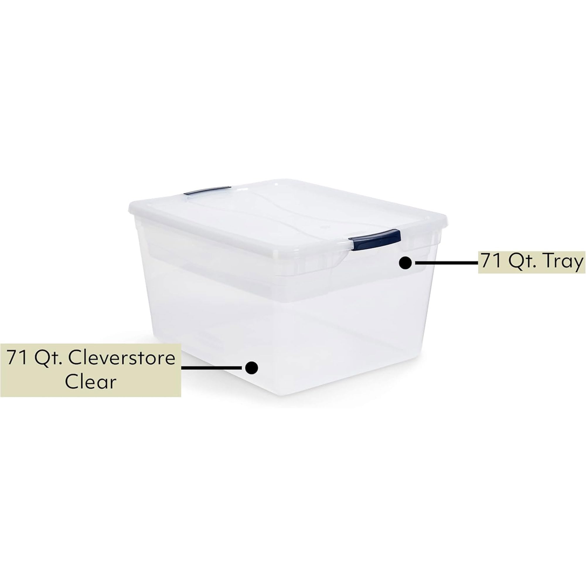 Rubbermaid Cleverstore 74 Qt Clear Plastic Storage Bins with Secure Latching Lids & Nesting Trays - 4-Pack Stackable Organizer Containers, BPA-Free, Made in USA - Perfect for Home, Office, Garage & Closet Organization