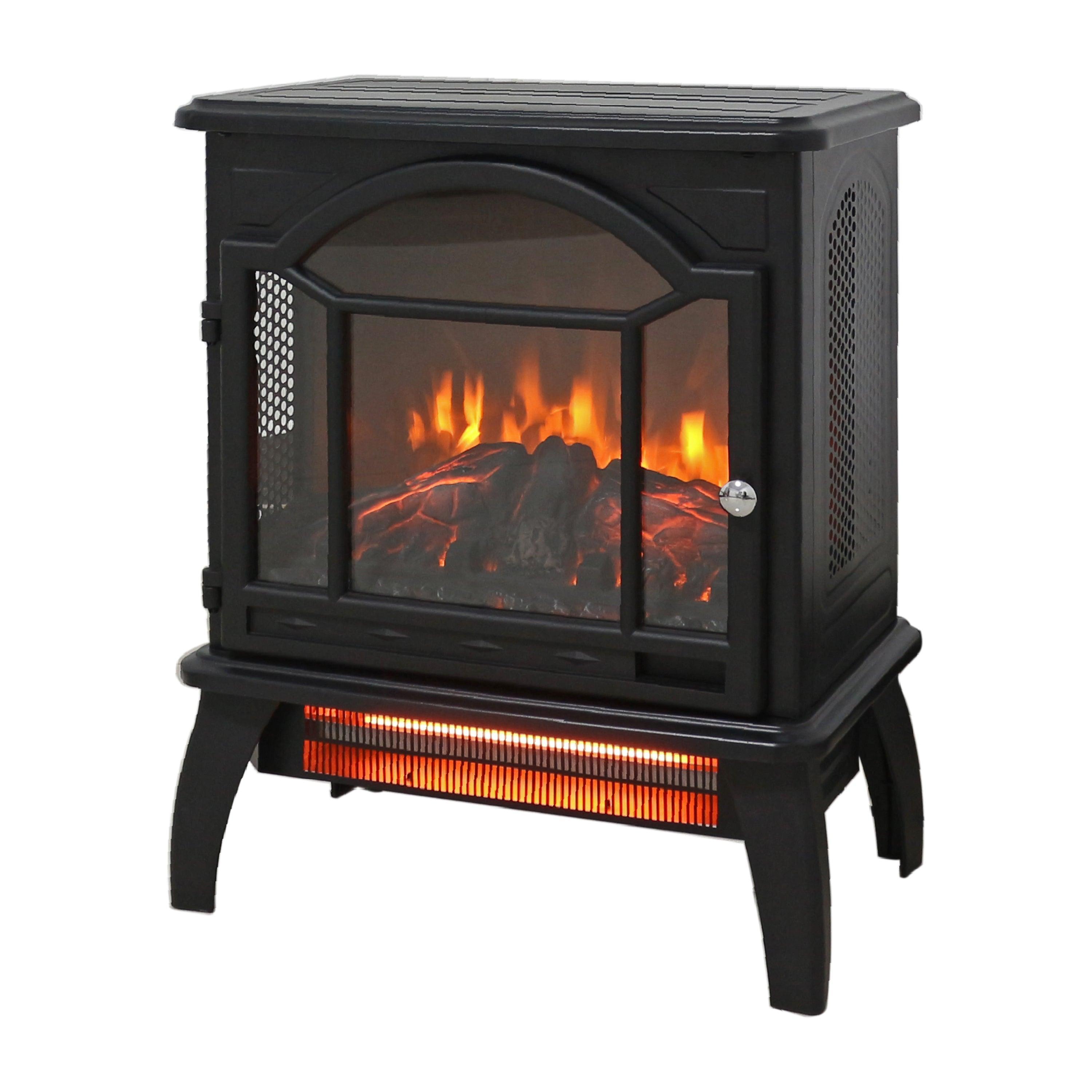 18 Inch 3D Flame Electric Infrared Quartz Fireplace Heater with Remote Control - Realistic Fireplace Stove for Home, Office & Patio - Energy Efficient Indoor/Outdoor Heating Solution
