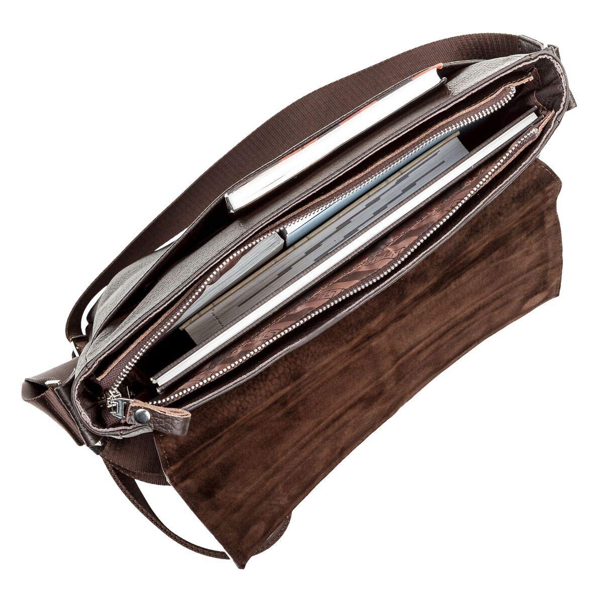 Premium Genuine Leather Messenger Bag for Men - Durable Business Briefcase & Work Laptop Bag - Shvigel 00798 - Perfect for Office, Travel & Daily Commute