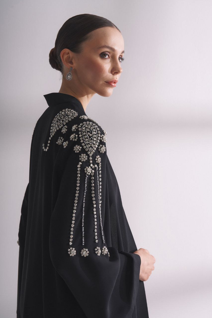 Zania Maxi Abaya with Sparkling Stone Work - Elegant Islamic Dress for Women | Perfect for Eid, Wedding & Special Occasions