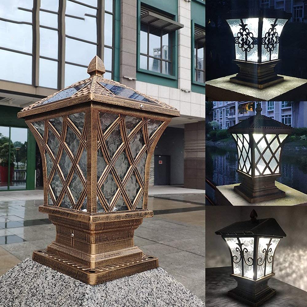Solar LED Post Lights - Waterproof Outdoor Wall Lamp for Courtyard, Garden, Villa - IP65 Rainproof & Rustproof Gate Post Lamp - Residential Lighting Column - Perfect for Pathways, Driveways, and Landscape Lighting (Color: Silver)