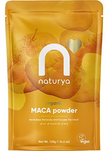 Naturya Organic Maca Powder 125g - Premium Peruvian Superfood for Energy, Hormone Balance & Vitality - Perfect for Smoothies, Baking & Wellness Drinks