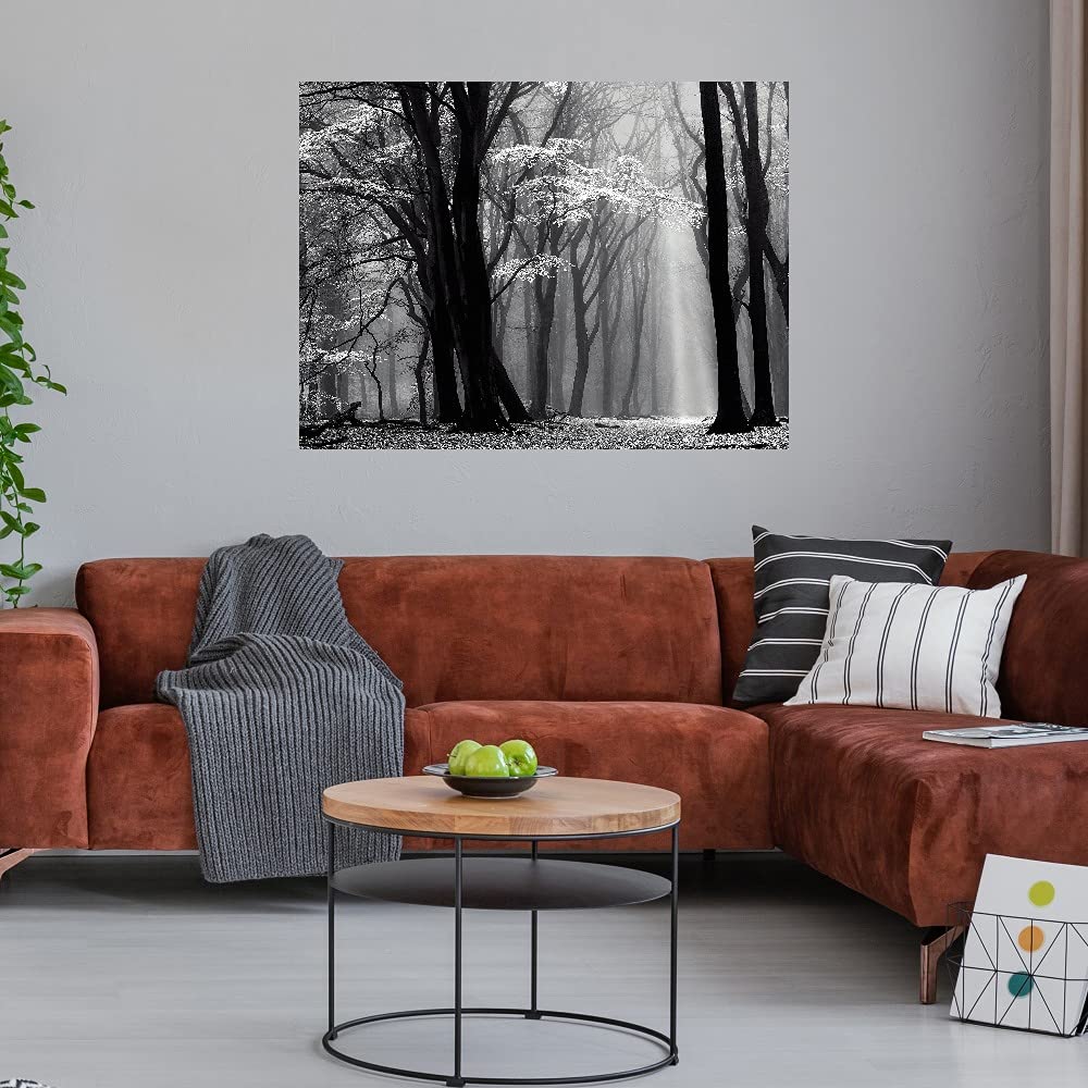 Winter Landscape Canvas Wall Art - 32x24 Inch Large Framed Painting for Bedroom & Living Room Decor | Scenic Nature Artwork by Lars Van de Goor | Perfect for Home, Office & Gift Giving