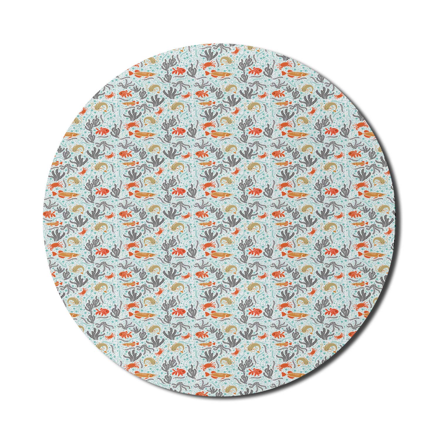 Ambesonne Round Non-Slip Rubber Gaming Mouse Pad - 8 Inch Underwater Coral Reef Design with Bubbles for Computer & Office Use - Perfect for Gaming, Work & Home Office Setup