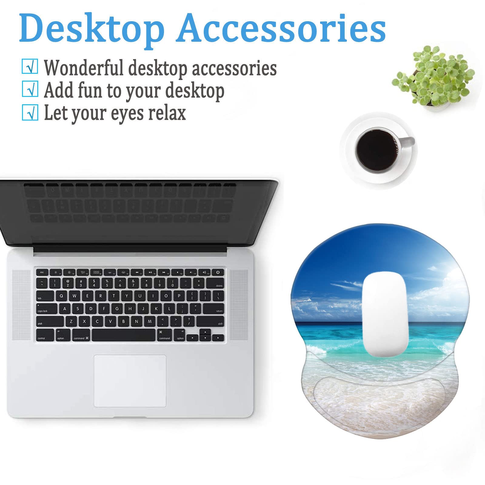 Ergonomic Mouse Pad with Wrist Support - Pain Relief Comfort Wrist Rest Pad for Gaming, Office & Home Use - Non-Slip PU Base for Computer, Laptop & Travel - Perfect for Work, Gaming & Beach Relaxation