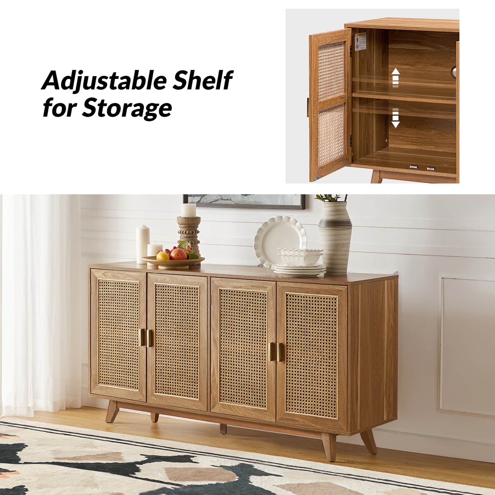 65 Inch TV Stand Console Table with Storage - Modern Entertainment Center for Living Room, Bedroom & Home Theater