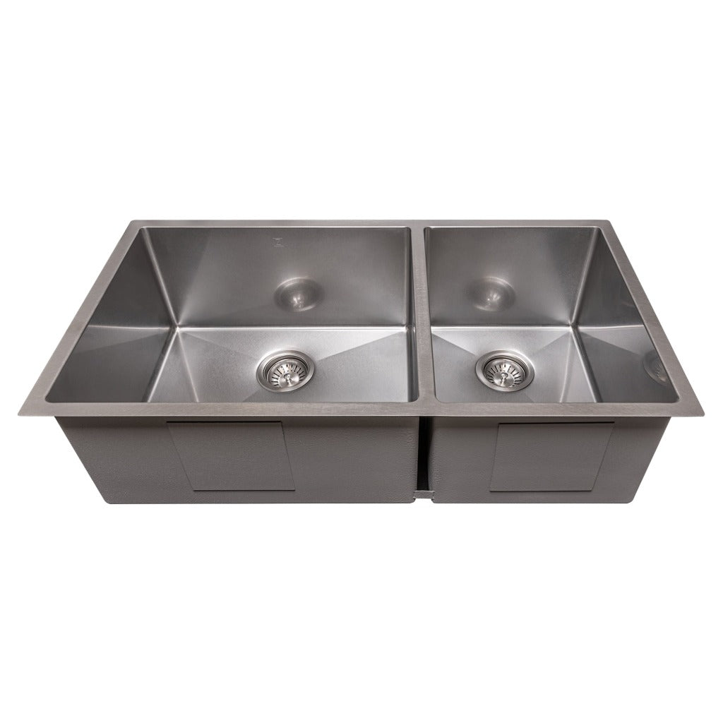 ZLINE 36-Inch Undermount Double Bowl Kitchen Sink with Bottom Grid - Stainless Steel, Multiple Color Options (SR60D 36) - Perfect for Modern Kitchens, Restaurant Prep, and Heavy-Duty Home Use