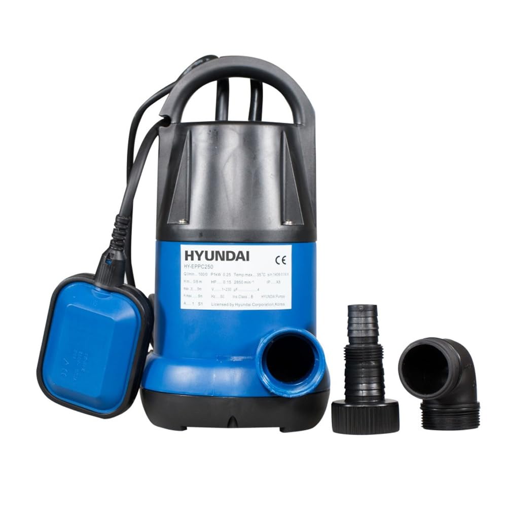 HYUNDAI HY-EPPC250 Submersible Water Pump for Clean Water, 230V, Navy Blue & Black - Ideal for Home, Garden, and Pool Water Circulation