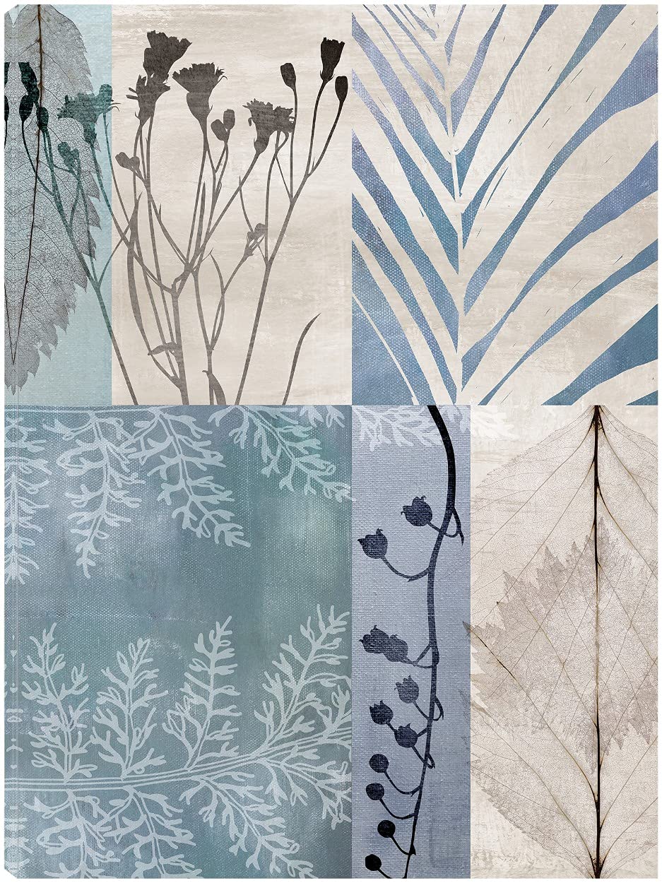 Botanical Blue Canvas Wall Art - Hand Painted Floral Decor by Nikki Chu - 24x32 Inches - Ready to Hang - Perfect for Living Room, Bedroom, Office & More - Home & Commercial Decor