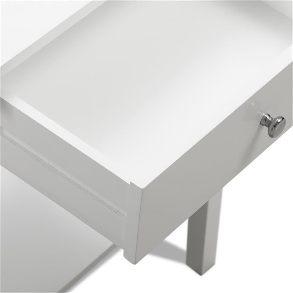 Finch Sloan White Side Table - Modern Nightstand for Bedroom, Living Room & Office - Compact End Table with Sturdy Metal Frame