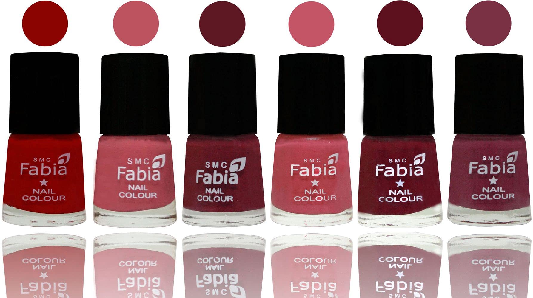 SMC Fabia Shine Bright Glossy Nail Polish Set - 6 Vibrant Colors Long Lasting Nail Paint Kit (03316) for Manicure, Pedicure & Nail Art | Perfect for Parties, Weddings & Daily Wear