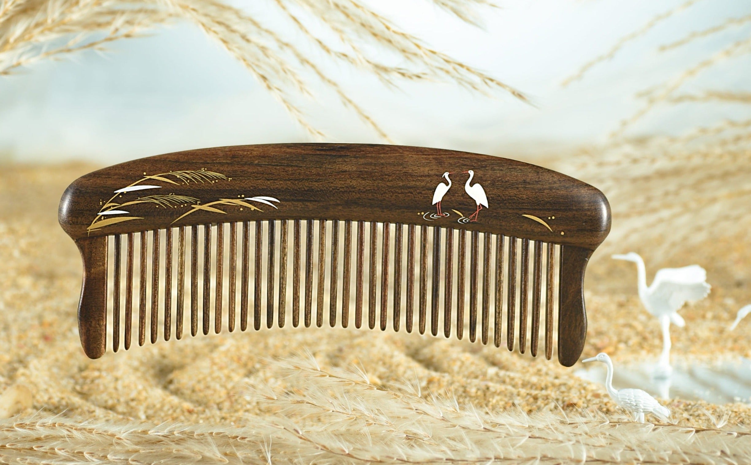 Premium Green Reed Hair Comb with Inlaid Teeth - Natural Styling & Detangling for Smooth, Shiny Hair - Perfect for Daily Use, Travel & Salon Styling