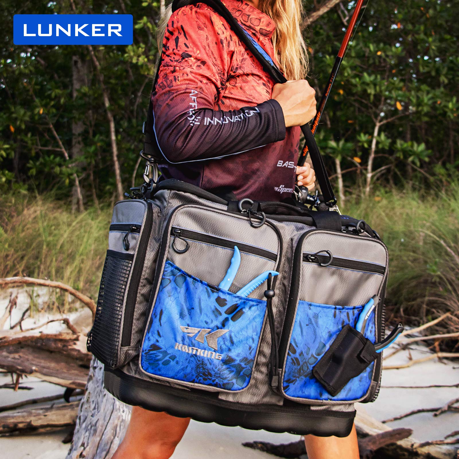 **KastKing Waterproof Fishing Gear Bag - Saltwater Resistant Tackle Storage for Freshwater & Saltwater Fishing - Perfect for Boat, Kayak, and Shore Fishing**