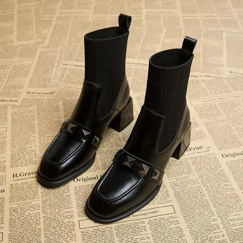 Black Women's Ankle Sock Boots - Comfortable & Stylish Boot Socks for Casual Wear, Work & Winter Outfits | Fashionable Footwear for Everyday Use