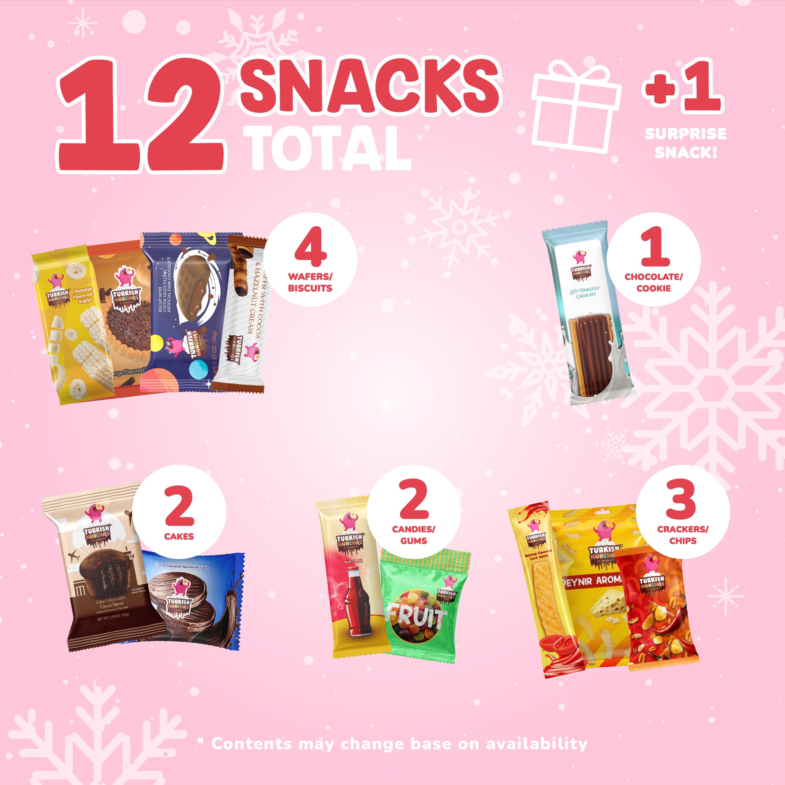 Premium Midi International Snack Box - Exotic Global Treats with 12 Full-Size + 1 Bonus Snack | Unique Gift Box Featuring Turkish Delights & Worldwide Candies | Perfect for Office Snacks, Party Favors & Cultural Food Exploration