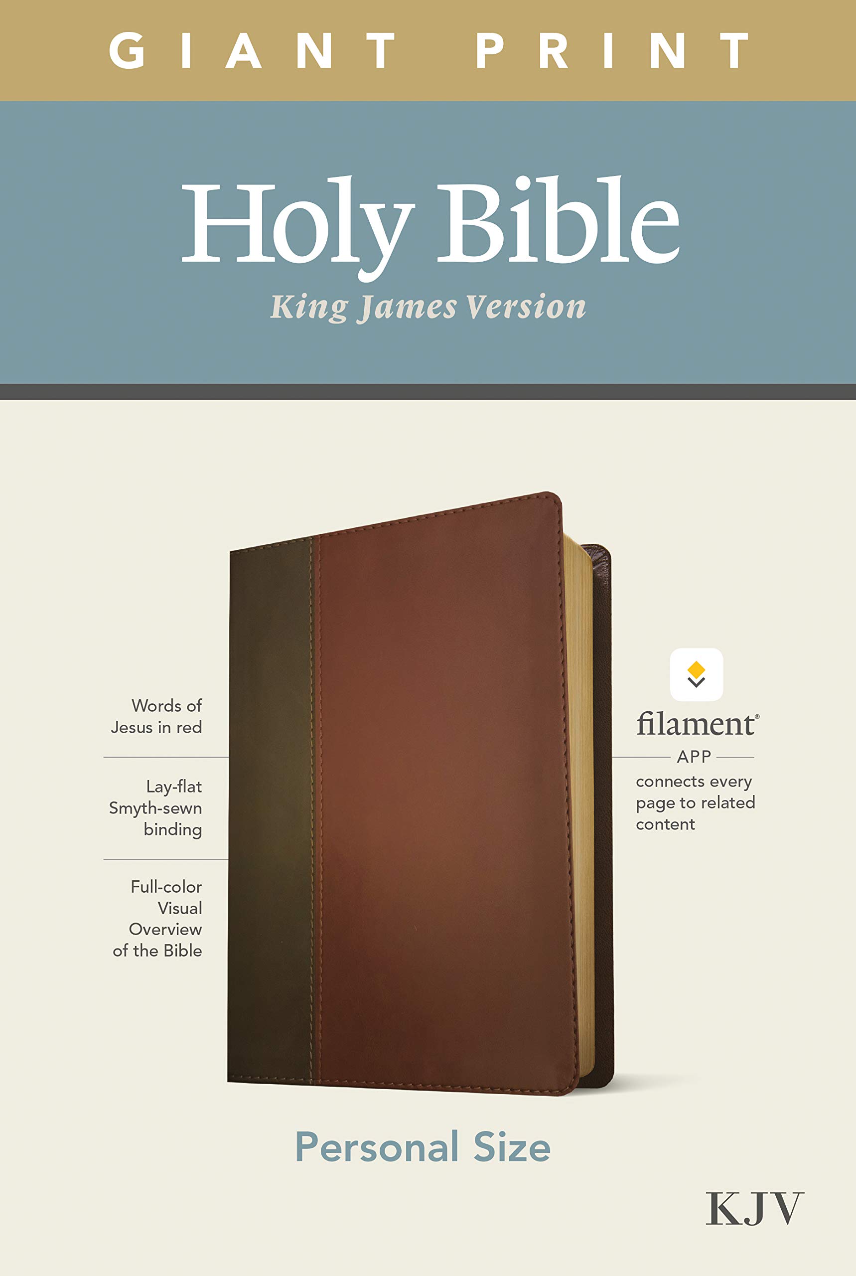 KJV Giant Print Bible - LeatherLike Brown, Filament App for Study & Worship