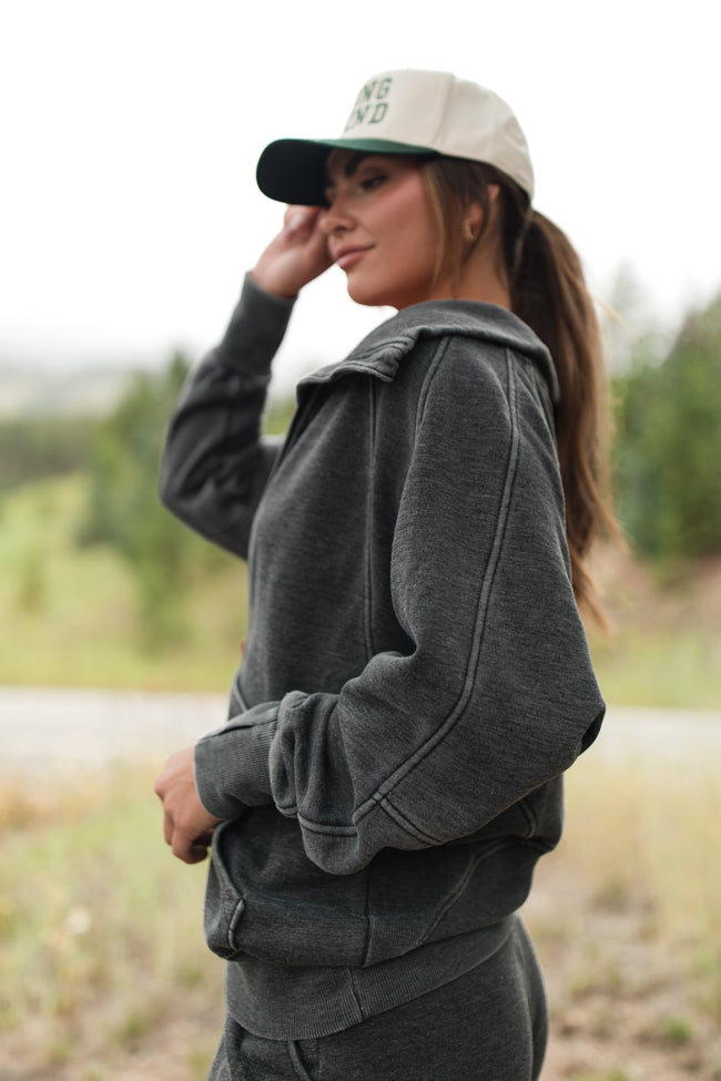 Learn As You Go Black Acid Washed Full Zip Hoodie - Stylish Casual Sweatshirt for Men & Women | Perfect for Streetwear, Gym, and Everyday Comfort