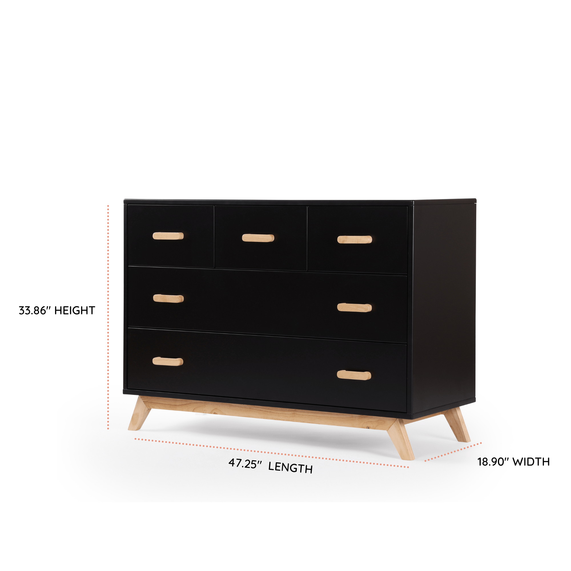 Dadada Soho 5-Drawer Dresser 2.0 - Modern Wooden Chest of Drawers for Bedroom & Closet Organization | Perfect for Home, Office, and Dorm Room Storage