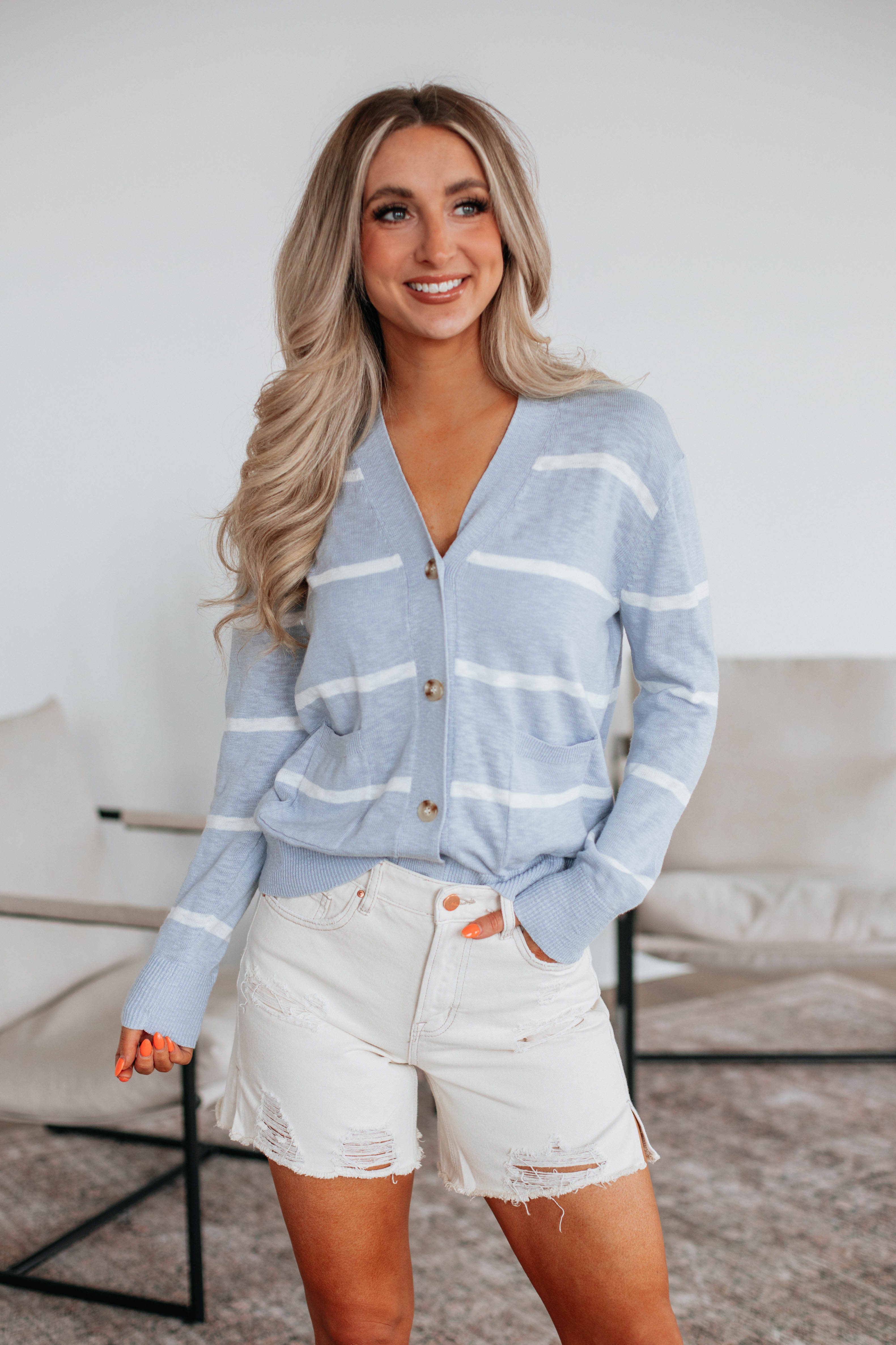 Marylou Striped Cardigan for Women - Soft Knit Long Sleeve Open Front Sweater - Perfect for Fall & Winter Layering, Office Wear, and Casual Outfits