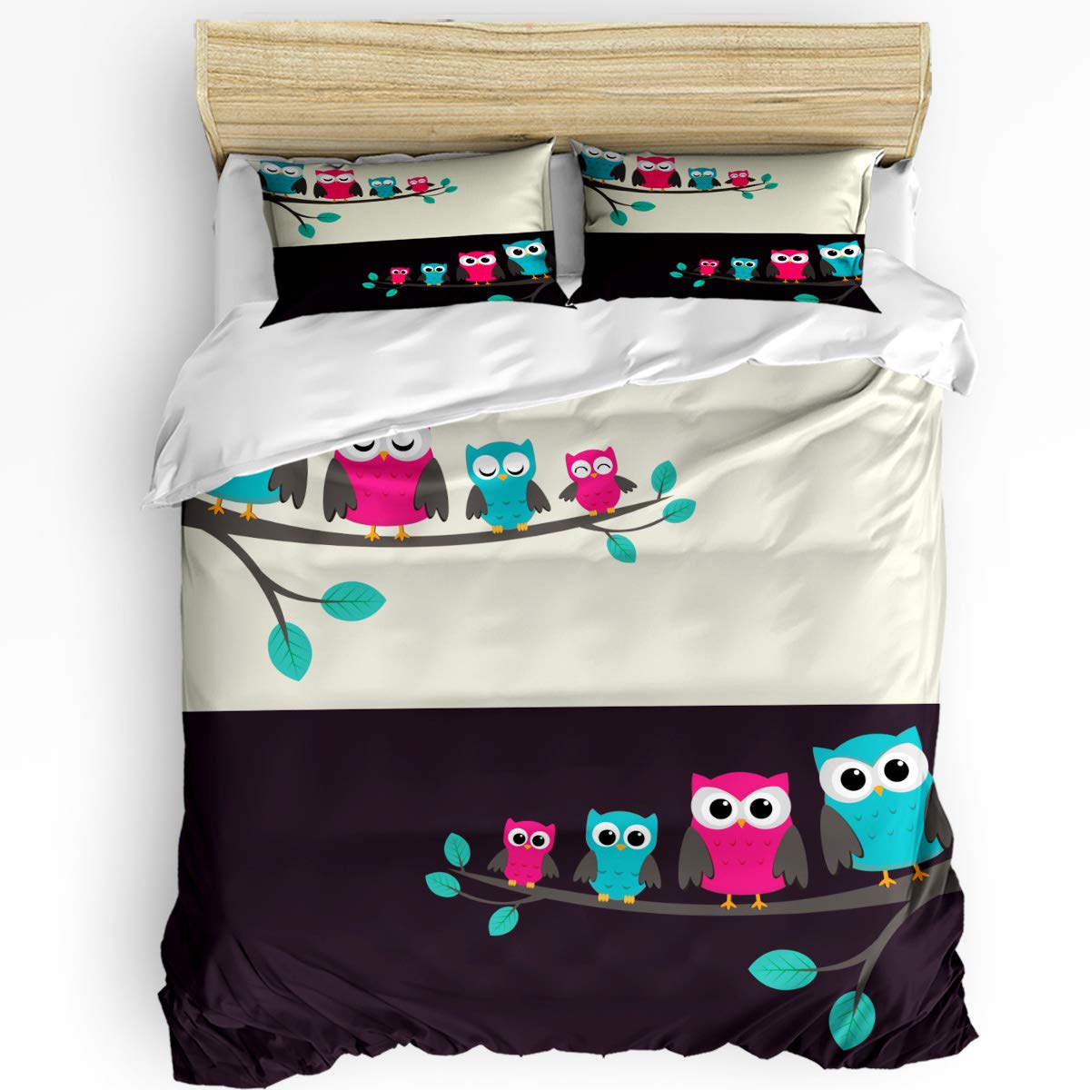 Trendy Super Soft Kids Duvet Cover Set with Adorable Owl Animal Print - Full Size Bedding Collection Includes 1 Comforter Cover & 2 Pillowcases | Perfect for Children's Bedrooms, Nursery Decor, and Cozy Sleepovers