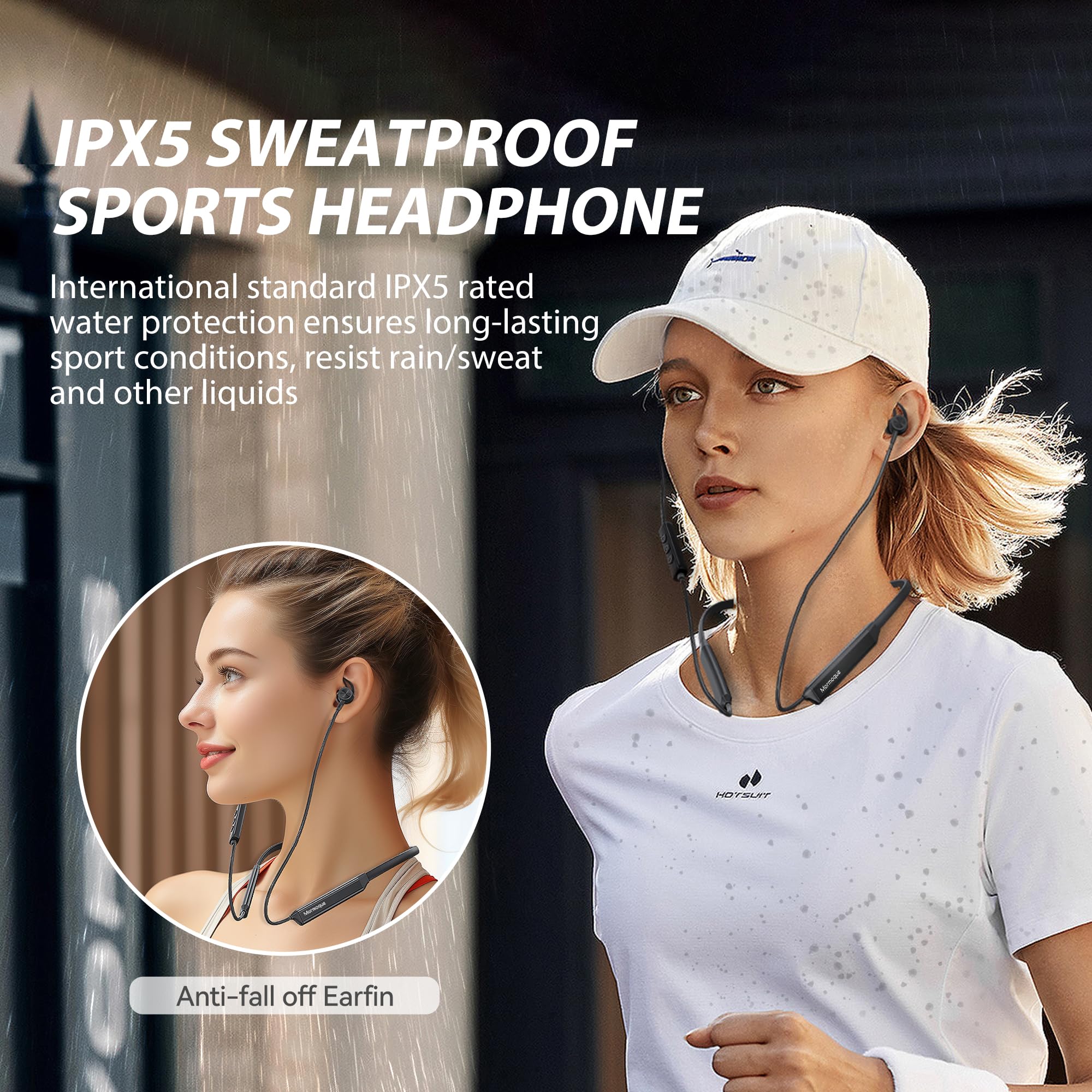 G5 Neckband Bluetooth Headphones with Microphone - Wireless HiFi Deep Bass Earbuds, Magnetic Metal Headset, IPX5 Sweatproof, 36Hrs Playtime - Perfect for Sports, Running, Gym Workouts & Hands-Free Phone Calls