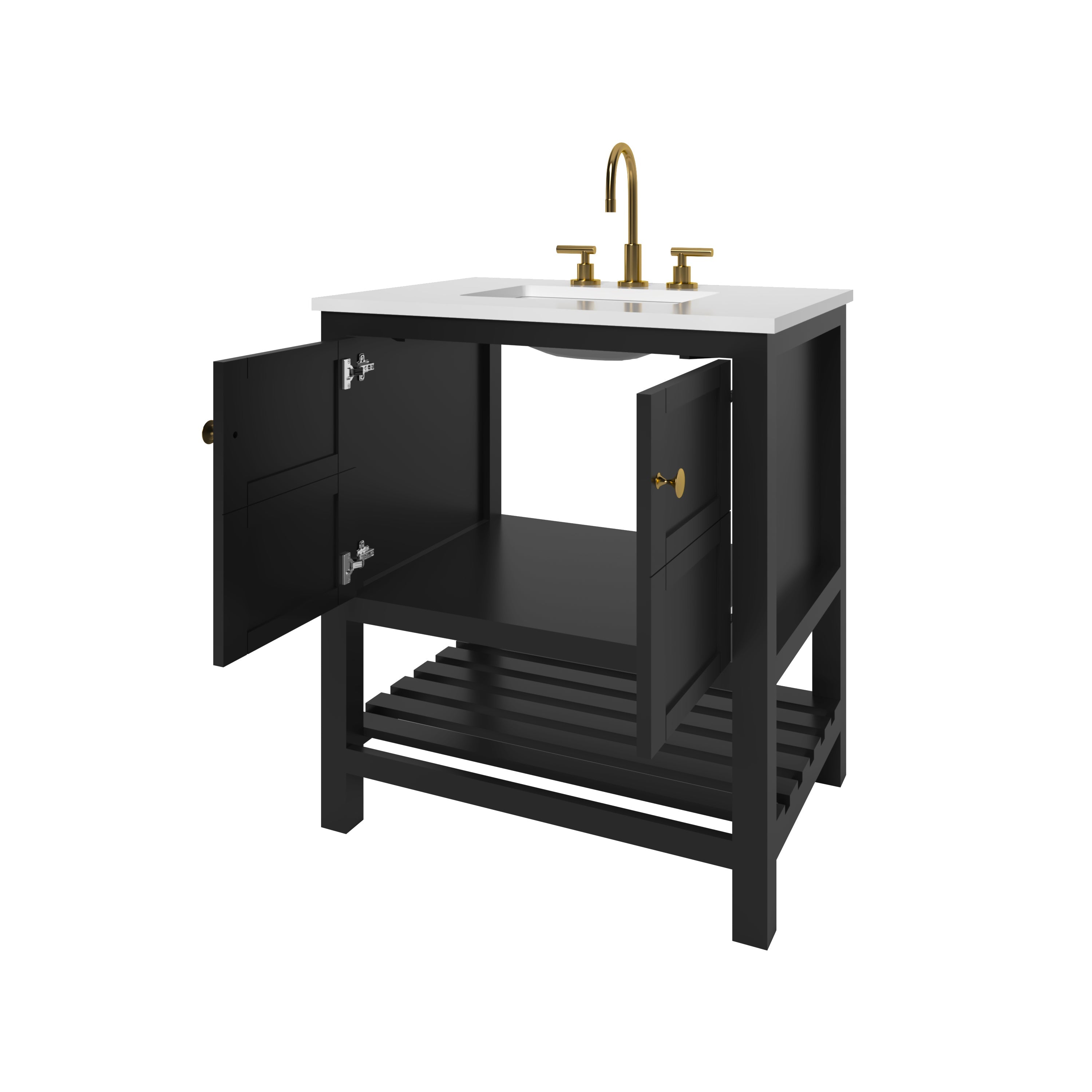 29.5 Inch Modern Black Bathroom Vanity Cabinet - Nearmé Dallas Freestanding Vanity for Bathroom Remodel - Perfect for Small Bathrooms & Powder Rooms