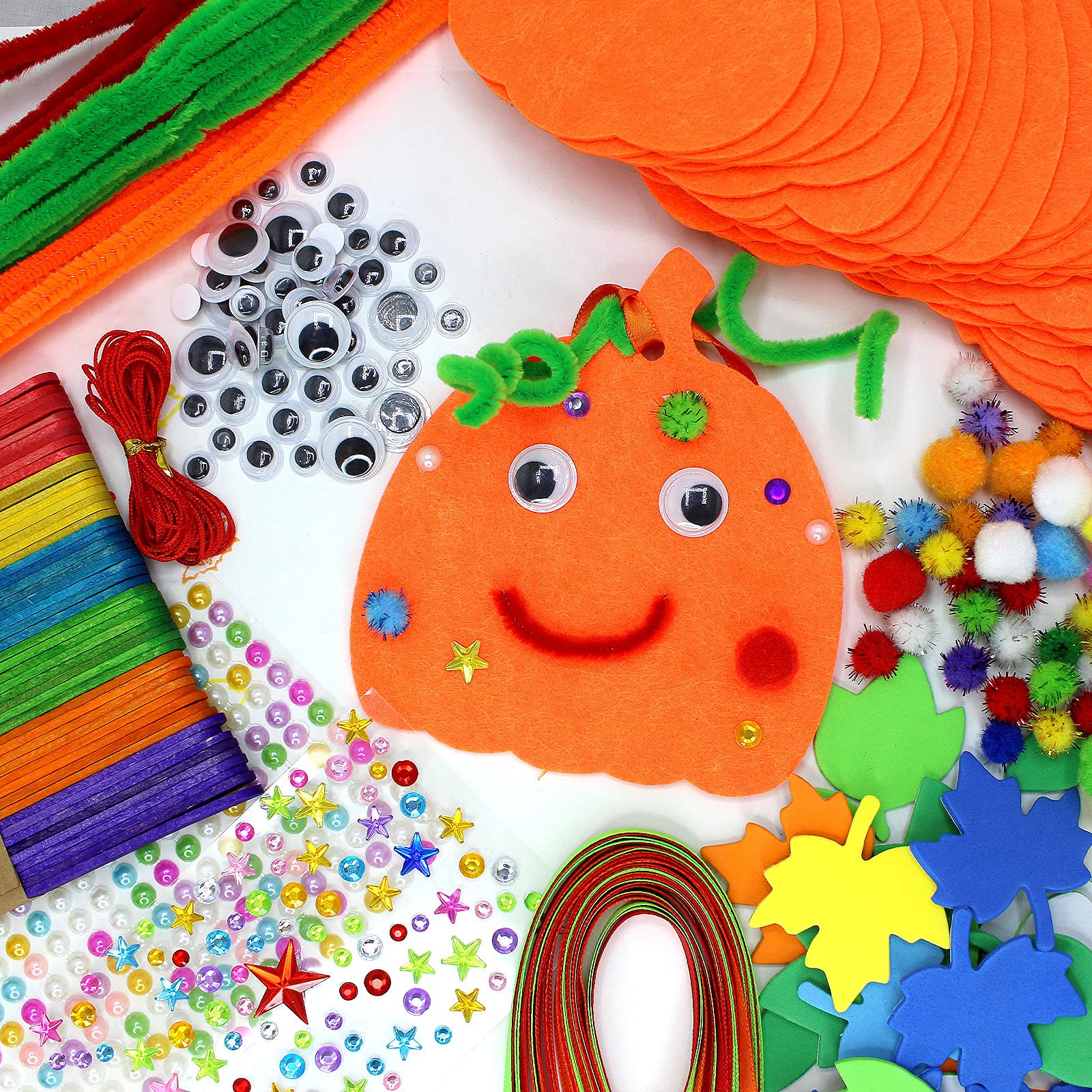 30-Piece Fall Craft Kit for Kids - DIY Pumpkin Decorations, Halloween & Thanksgiving Art Projects - Perfect for Classroom, Home, and Party Decor