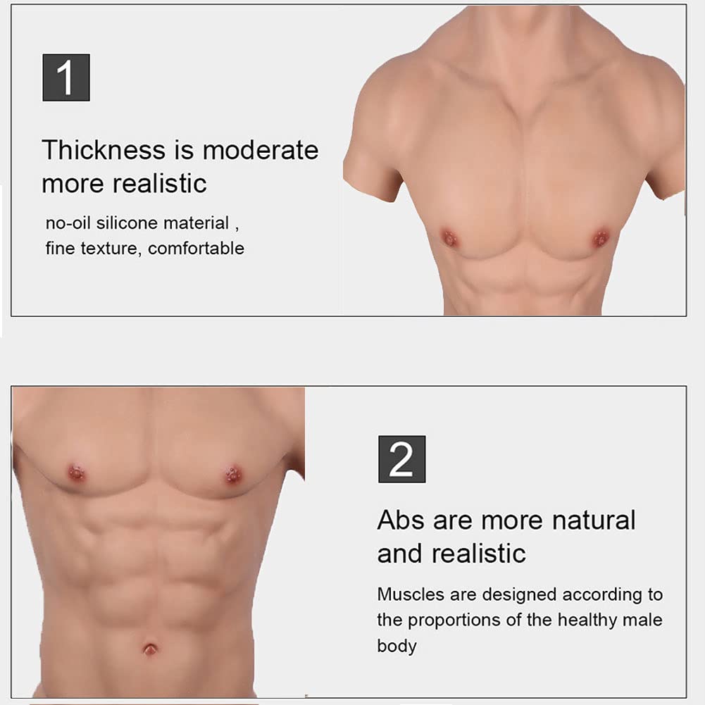 Realistic Silicone Muscle Suit for Men - Fake Chest Bodysuit for Cosplay, Halloween Costume & Bodybuilding - Perfect for Superhero Costumes, Theatrical Performances, and Cosplay Events