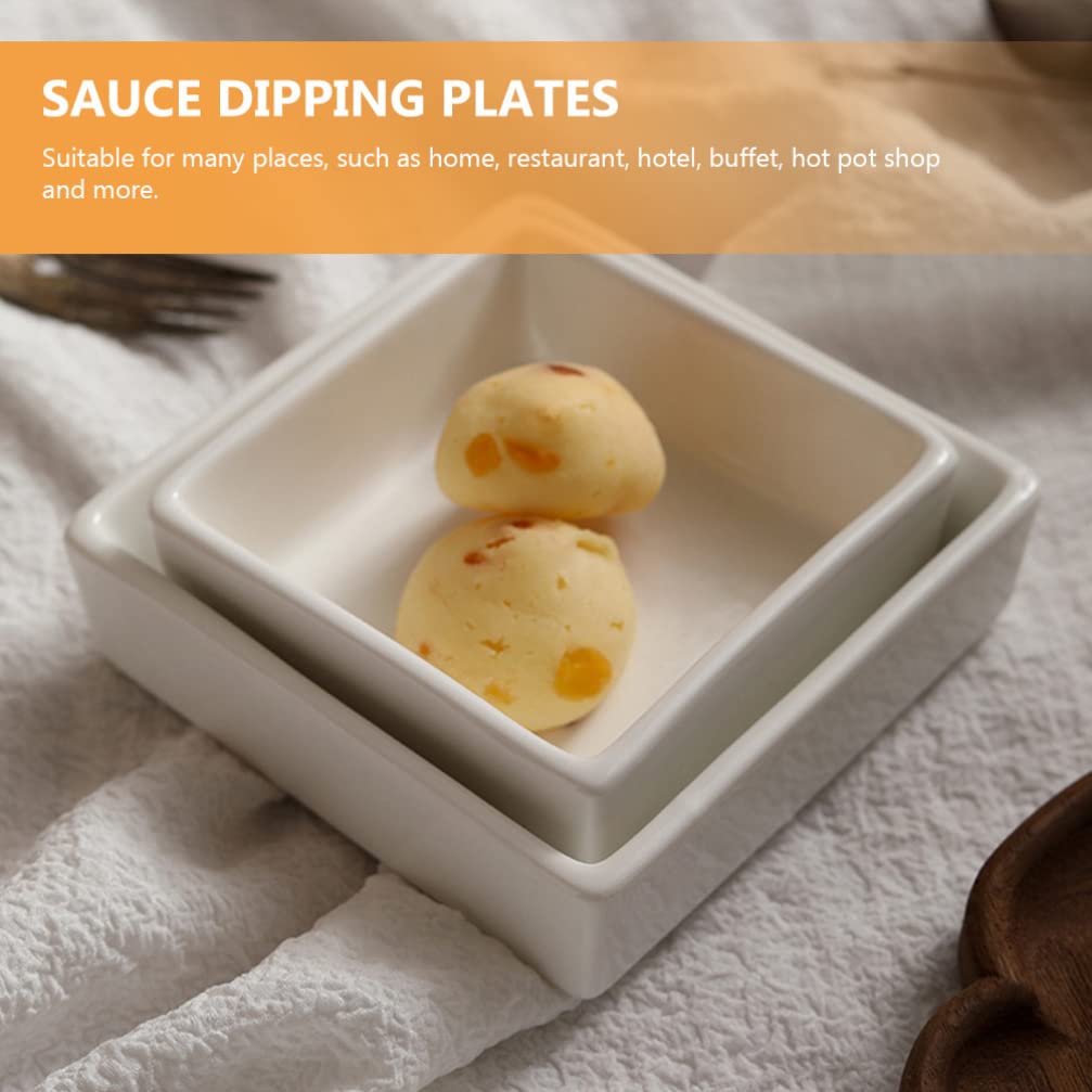 2-Pack Dessert Plates & Pudding Bowls - Multipurpose Snack Storage Dishes, Condiment Holders & Sauce Dipping Bowls for Kitchen, Party, Picnic, BBQ (White)