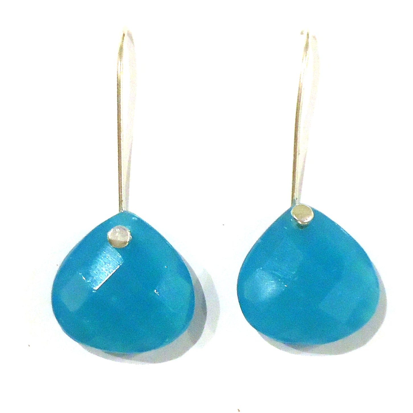Elegant Faceted Teardrop Earrings in Teal - Perfect for Weddings, Parties & Evening Events