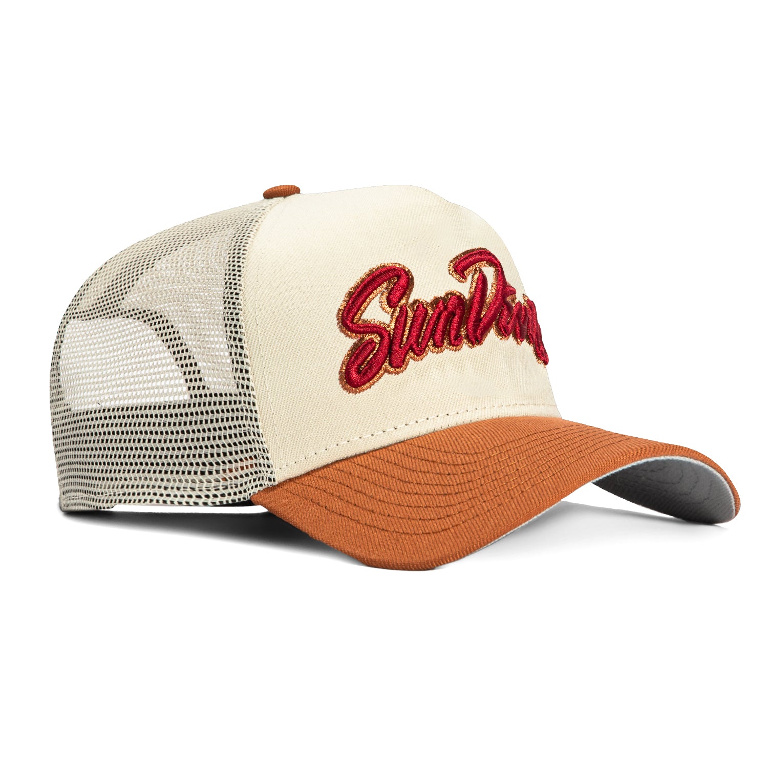 New Era 9Forty A-Frame Arizona State Sun Devils Snapback Trucker Hat - Stone & Brown | NCAA College Baseball Cap for Men & Women | Game Day, Tailgating, Sports Fan Accessories