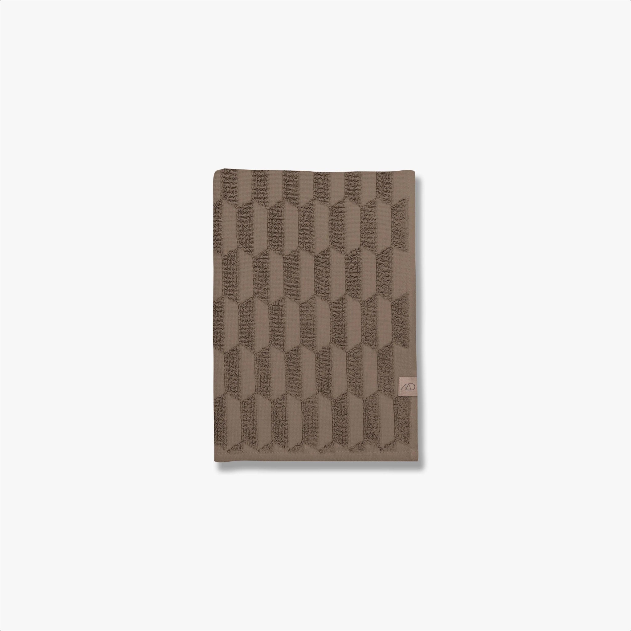 METTE DITMER Geo Hand Towel - Organic Cotton Bath Towel 19.7x37.4 Inches (50x95 cm) - Soft & Absorbent Nougat Color - Perfect for Bathroom, Kitchen & Spa Use