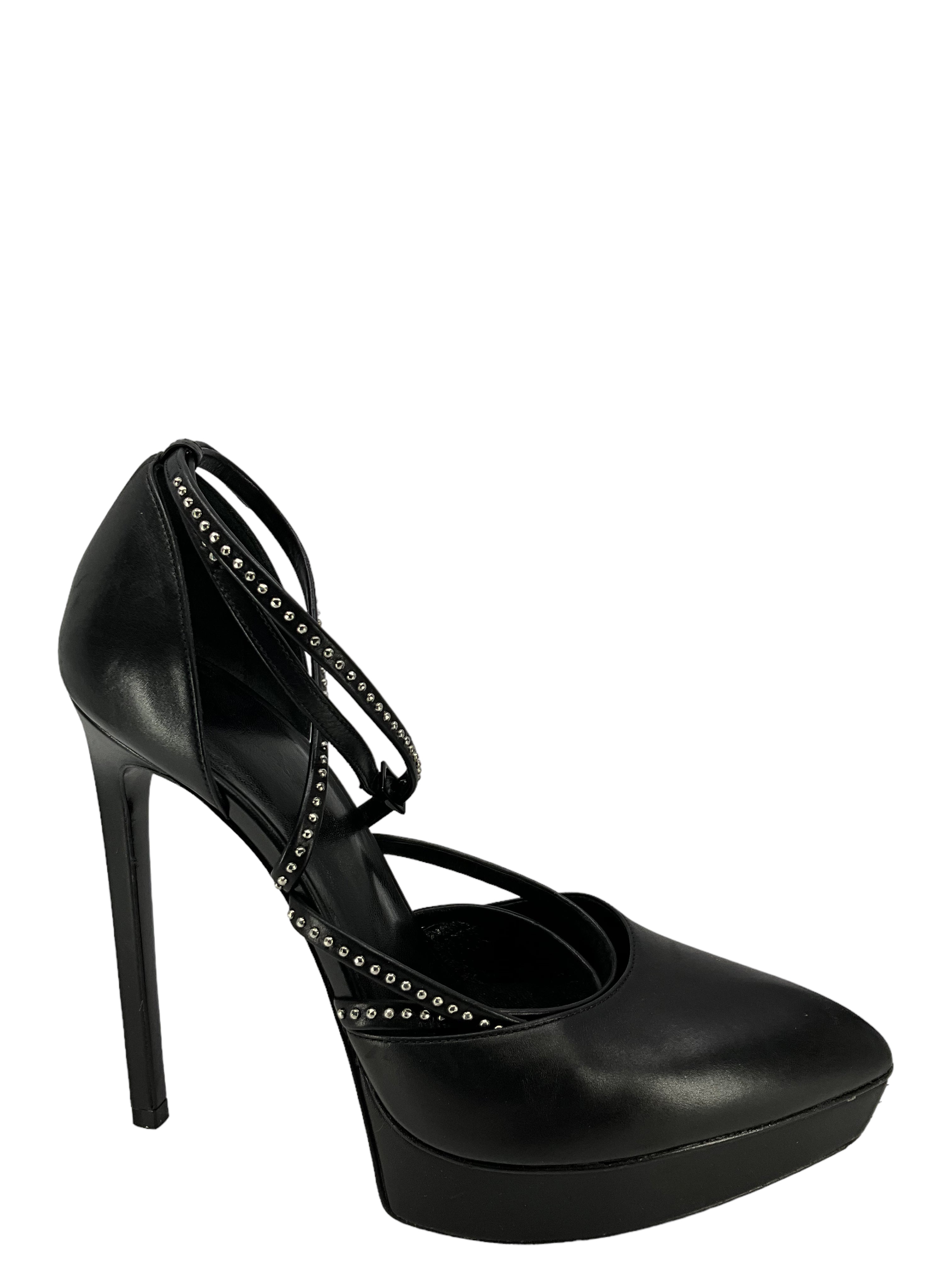 Saint Laurent Calfskin Studded Janis Pumps - Women's Size 7 Luxury Heels for Parties, Weddings & Evening Events