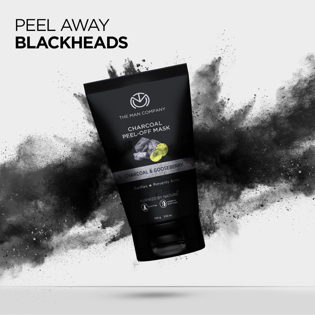 The Man Company Activated Charcoal Peel Off Face Mask for Men - Deep Cleansing Blackhead & Whitehead Remover, Dead Skin Exfoliator, Paraben & Sulphate Free (100g) | Perfect for Post-Workout, Travel & Daily Skincare Routine